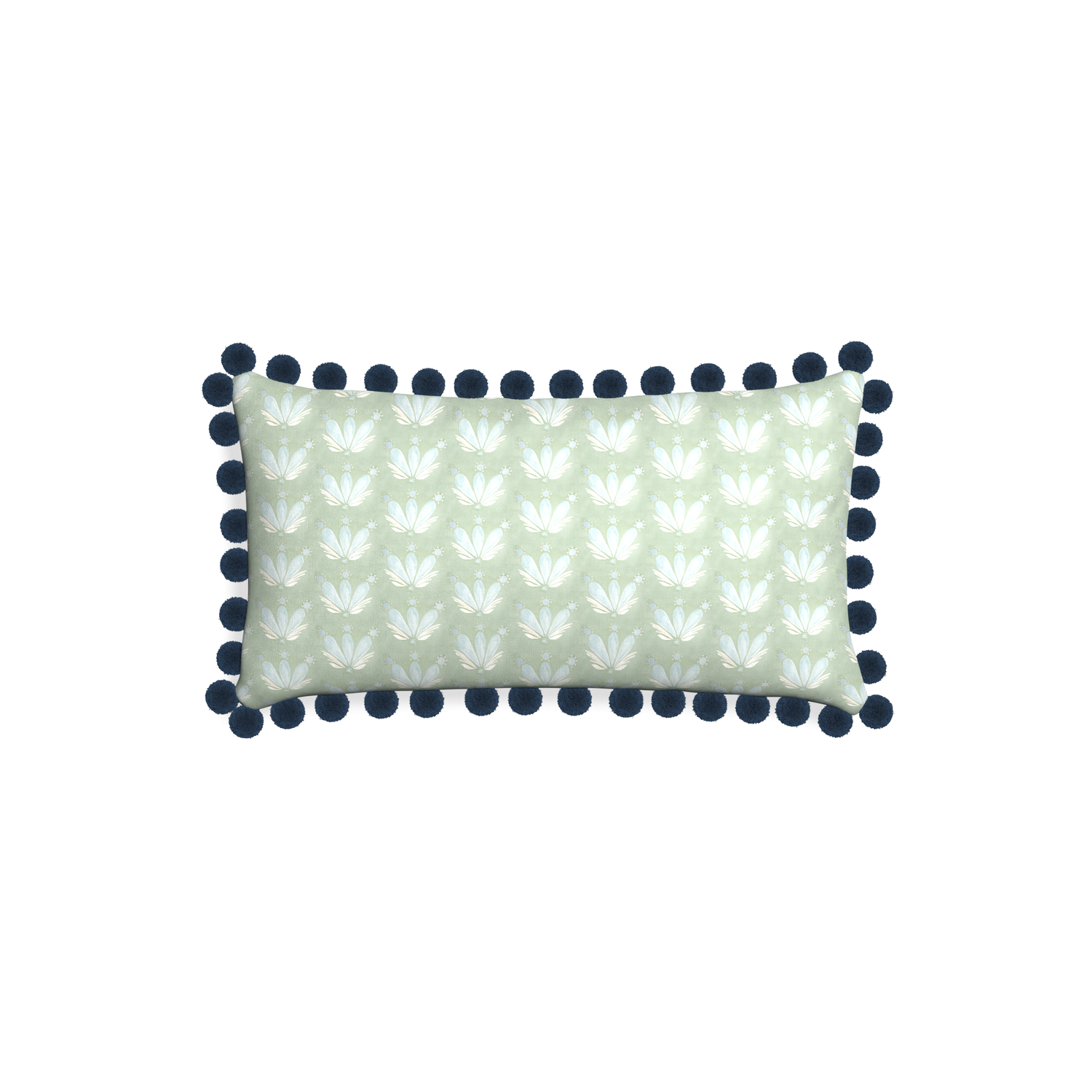 Petite-lumbar serena sea salt custom blue & green floral drop repeatpillow with c on white background