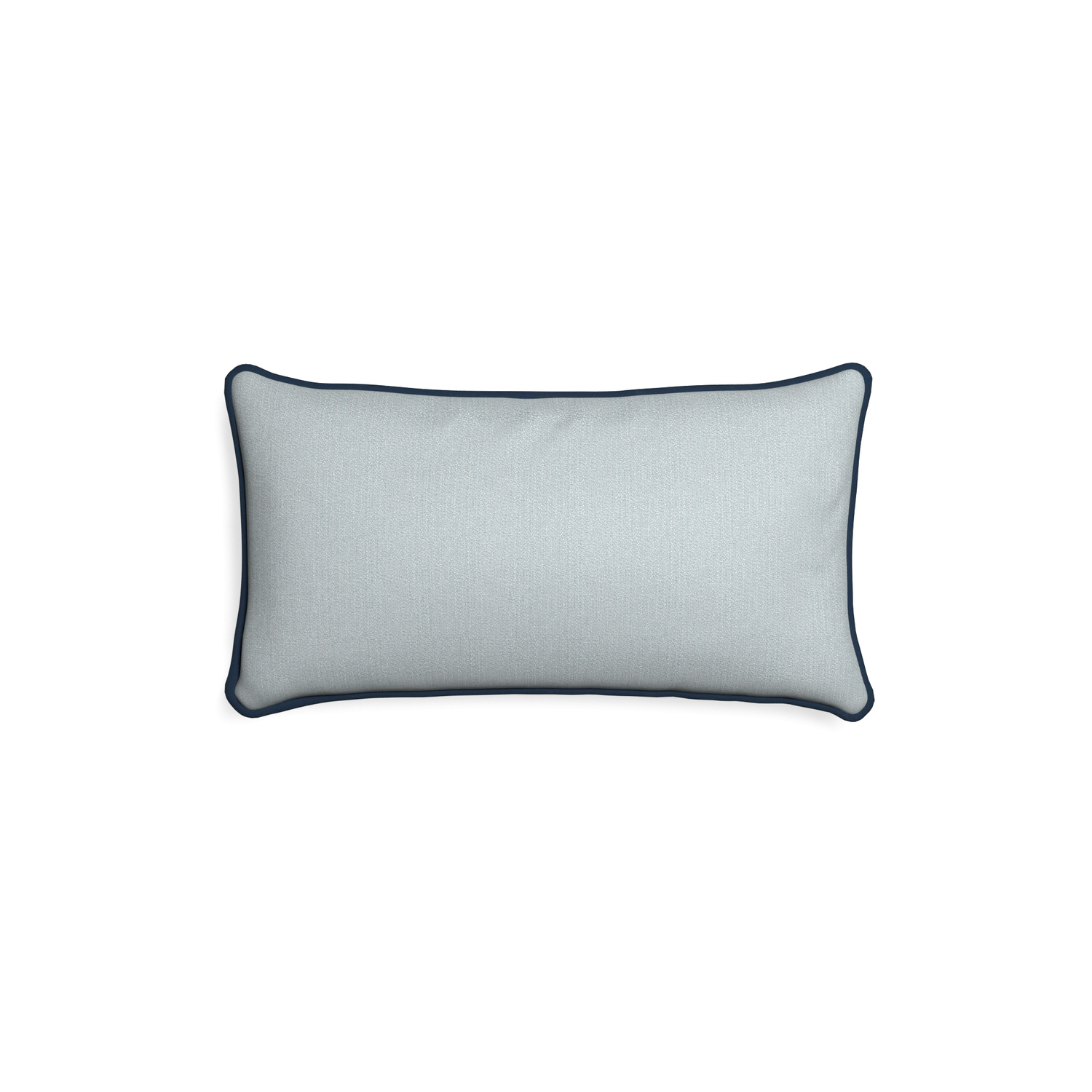 Petite-lumbar sea custom grey bluepillow with c piping on white background