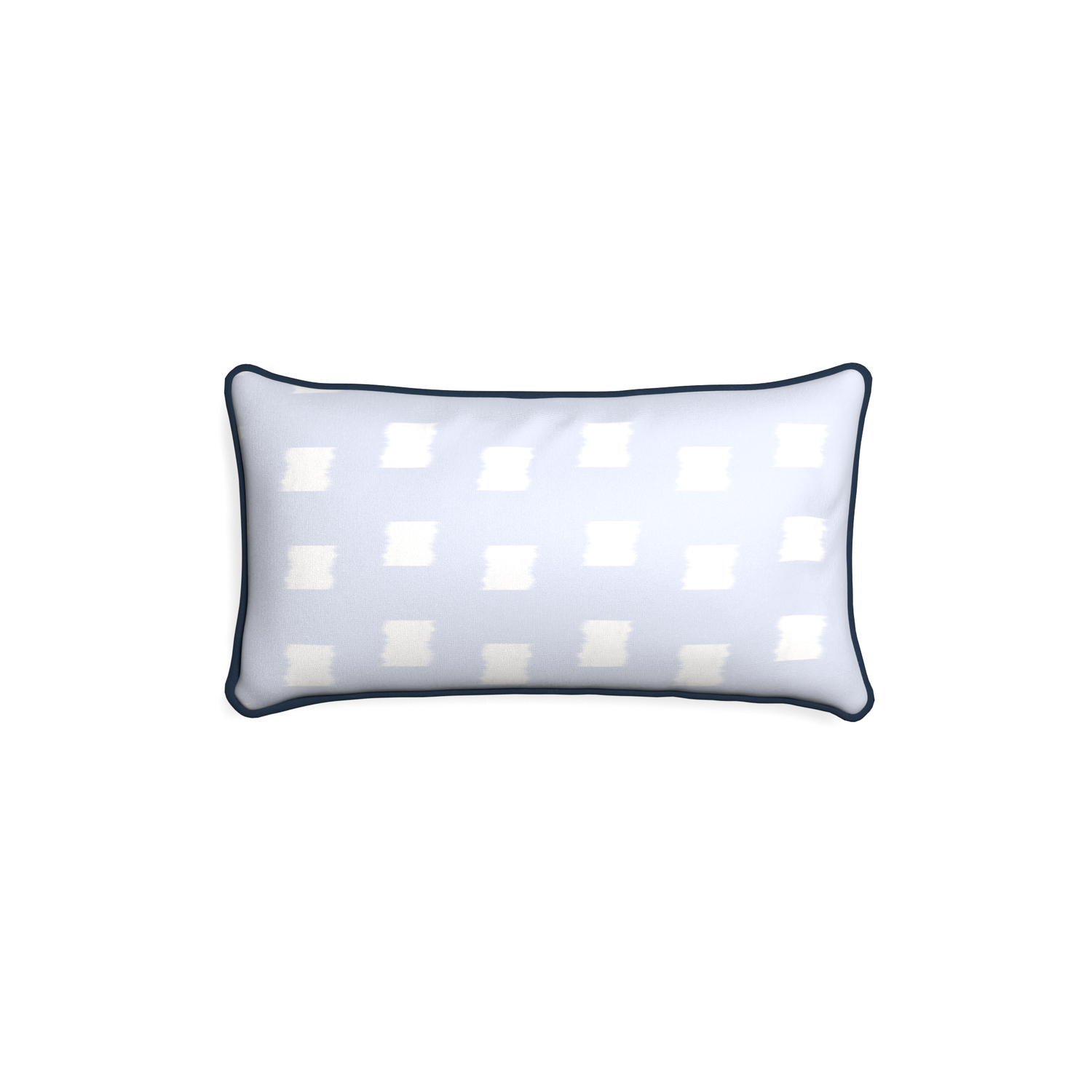 Petite-lumbar denton custom sky blue patternpillow with c piping on white background