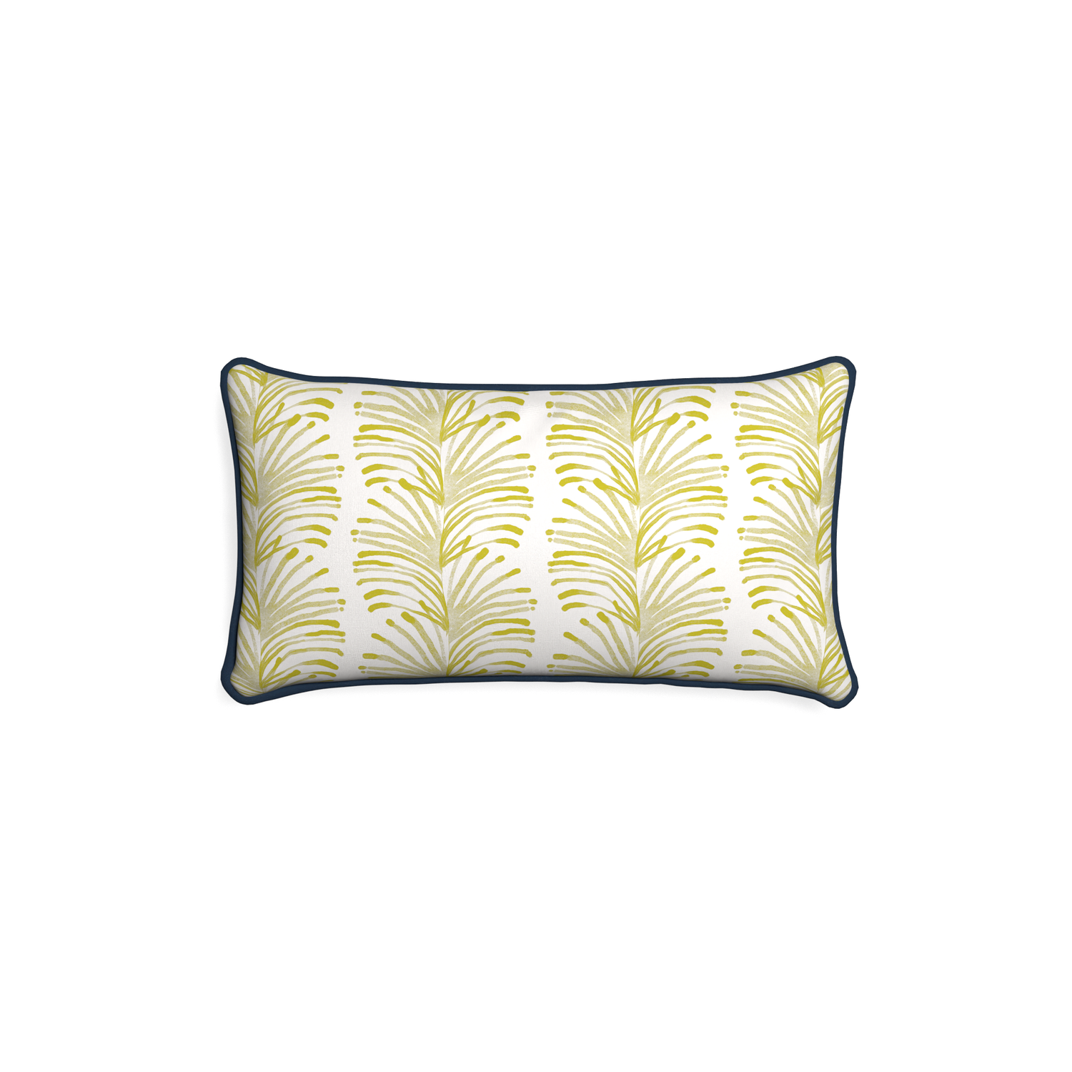 Petite-lumbar emma chartreuse custom yellow stripe chartreusepillow with c piping on white background