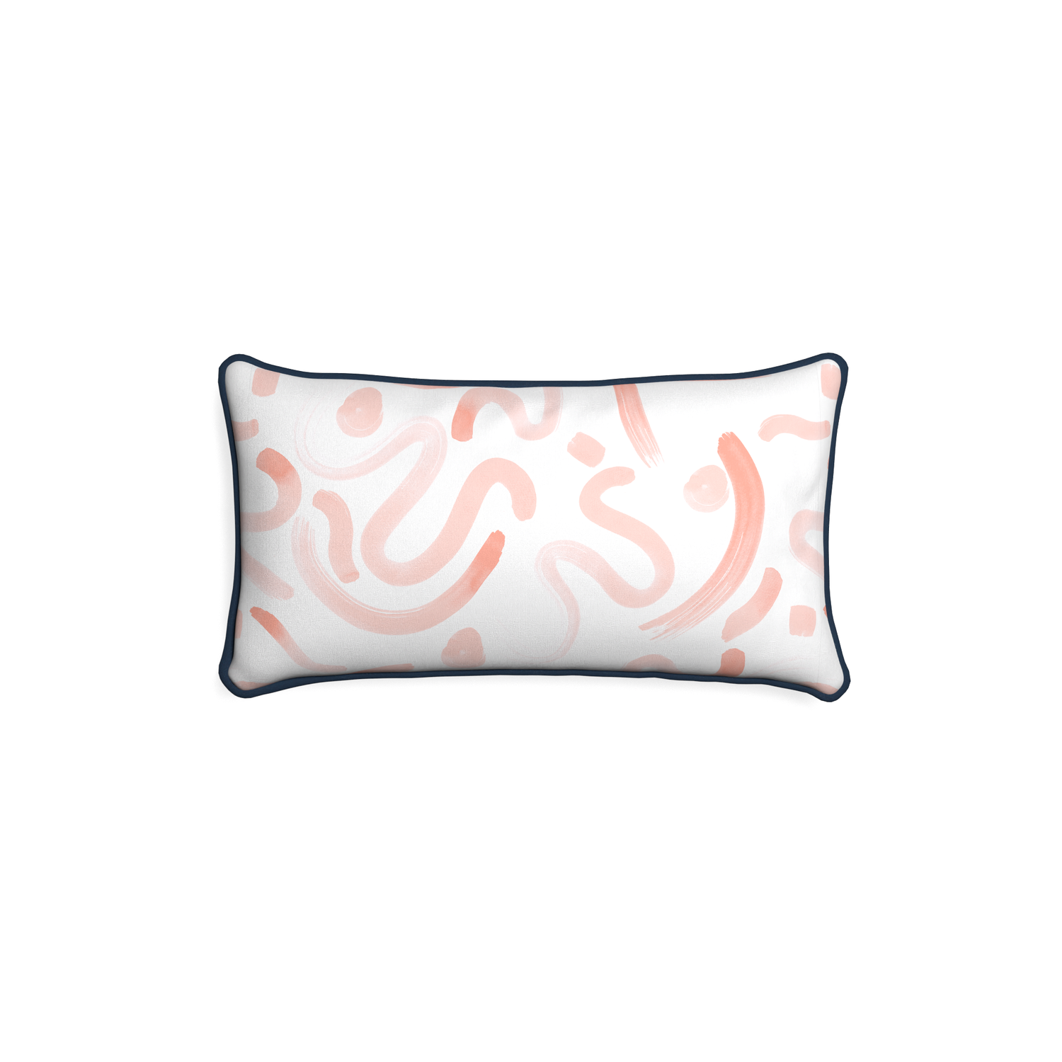 Petite-lumbar hockney pink custom pink graphicpillow with c piping on white background