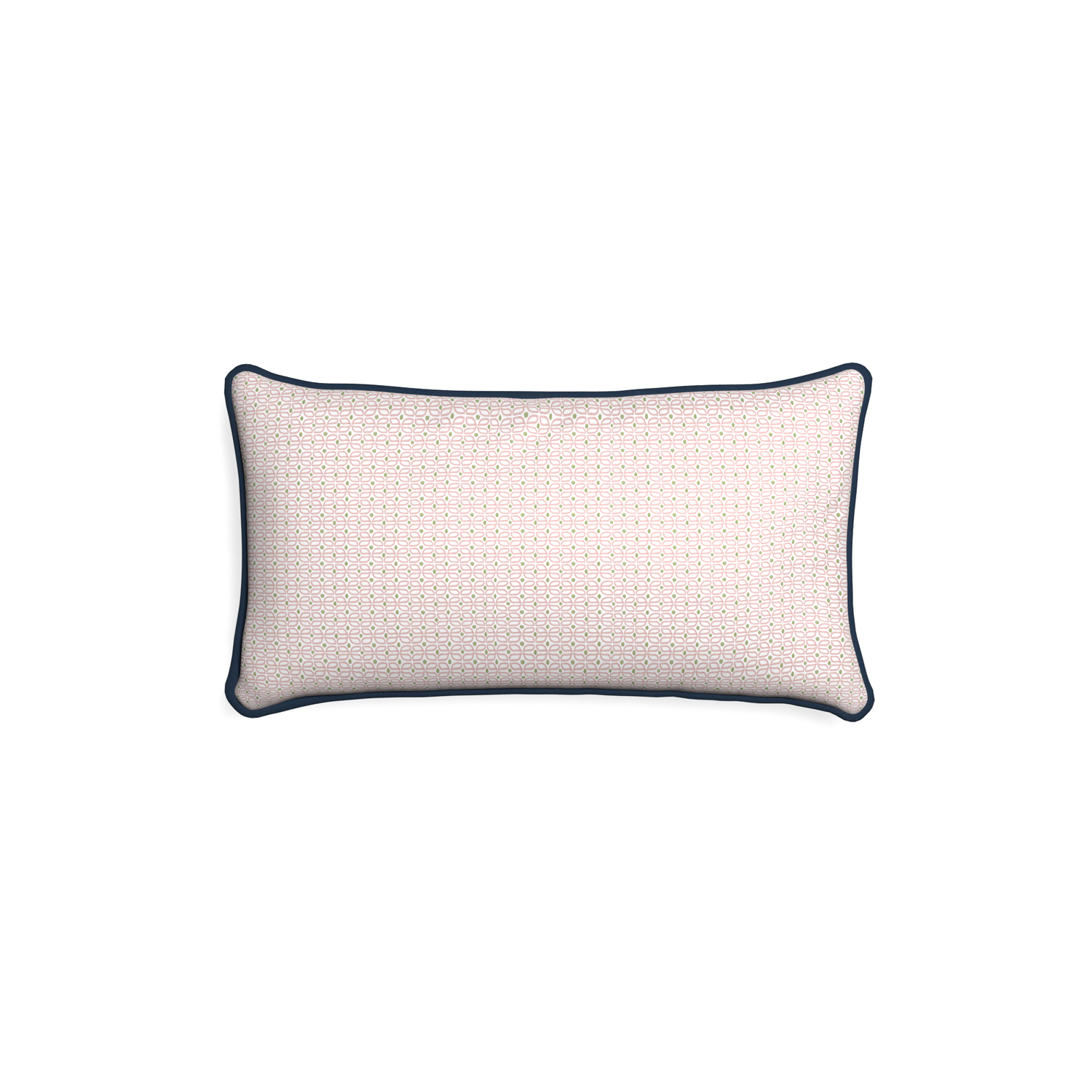 Petite-lumbar loomi pink custom pink geometricpillow with c piping on white background