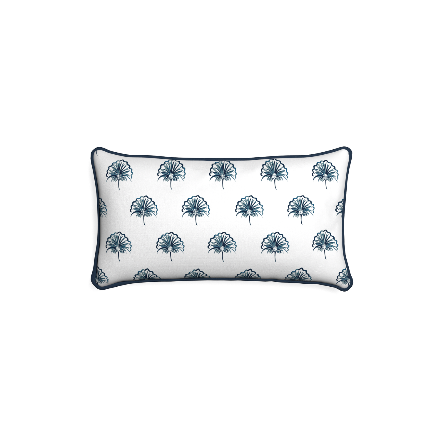 Petite-lumbar penelope midnight custom floral navypillow with c piping on white background