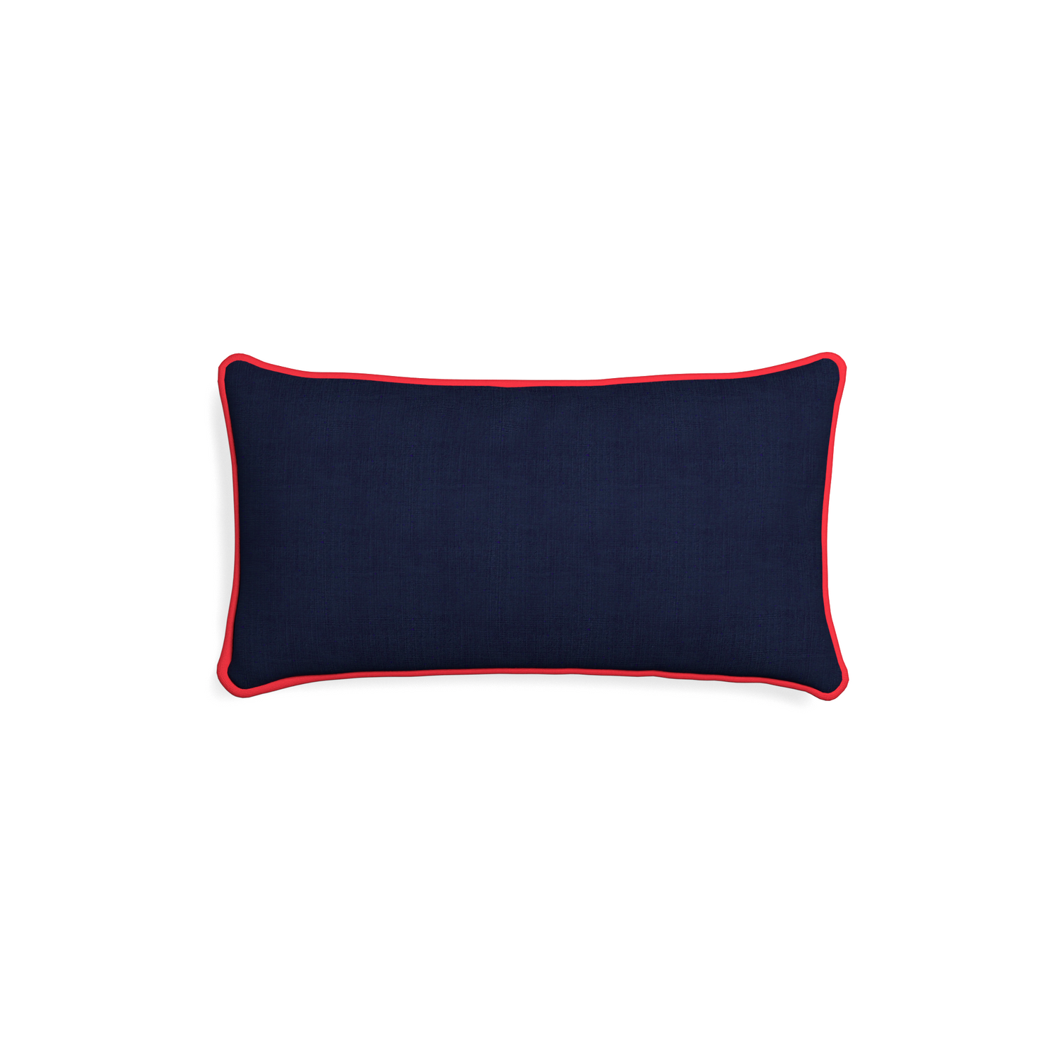 Petite-lumbar midnight custom navy bluepillow with cherry piping on white background