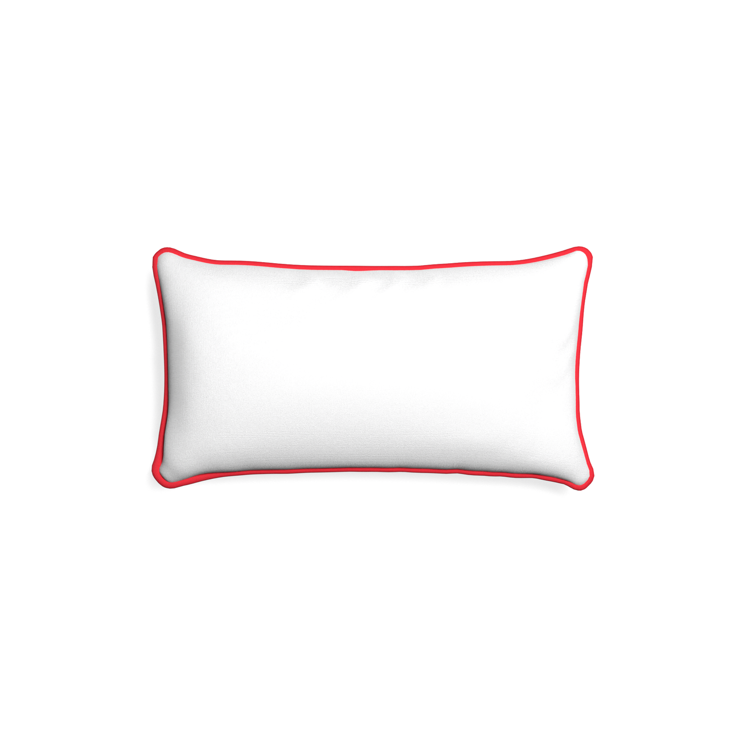 Petite-lumbar snow custom white cottonpillow with cherry piping on white background