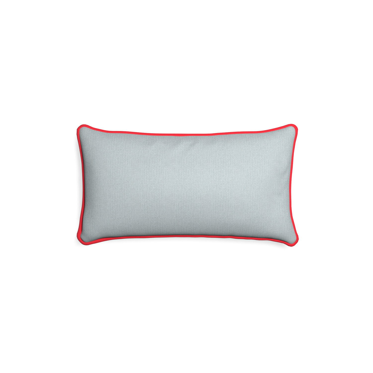 Petite-lumbar sea custom grey bluepillow with cherry piping on white background