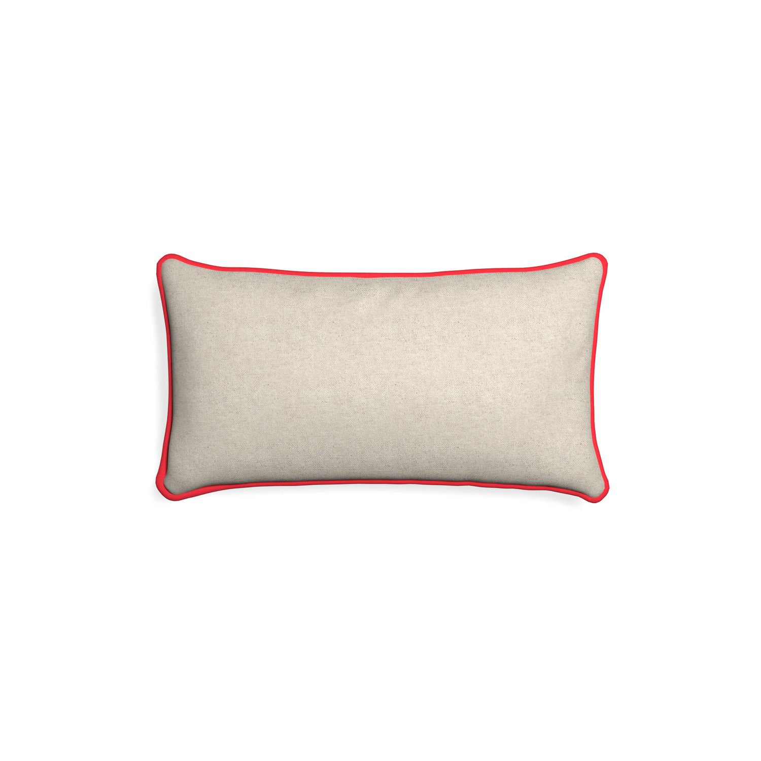 Petite-lumbar oat custom light brownpillow with cherry piping on white background