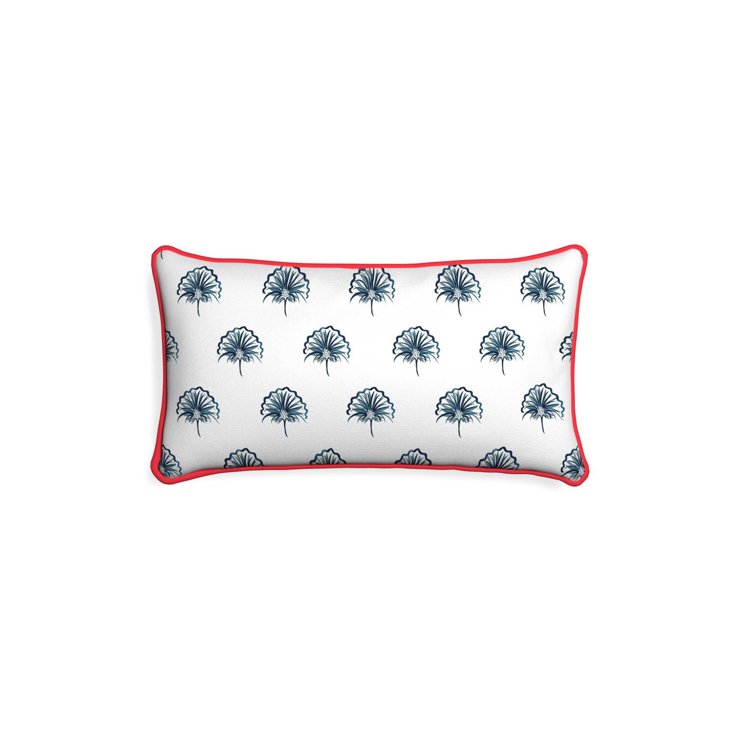 Petite-lumbar penelope midnight custom floral navypillow with cherry piping on white background