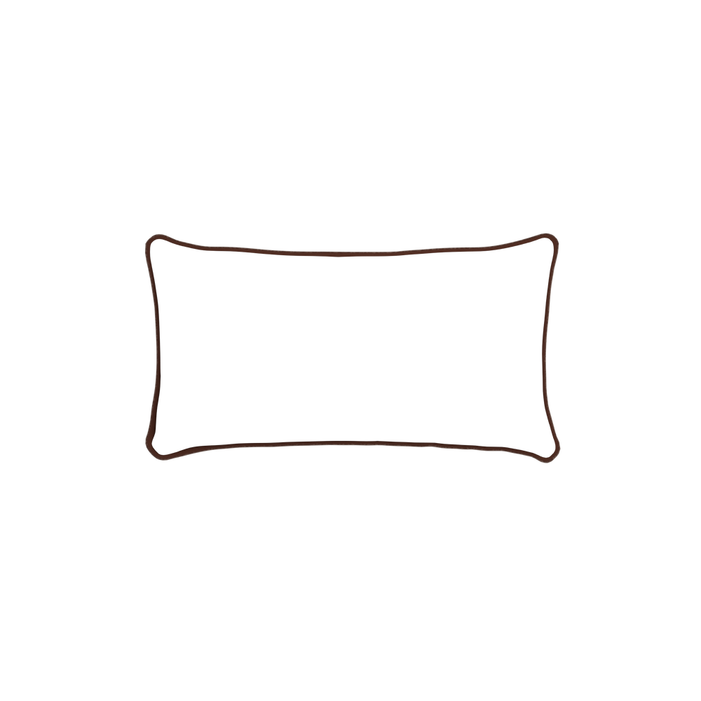 Petite-lumbar quinn chestnut custom pillow with c piping on white background