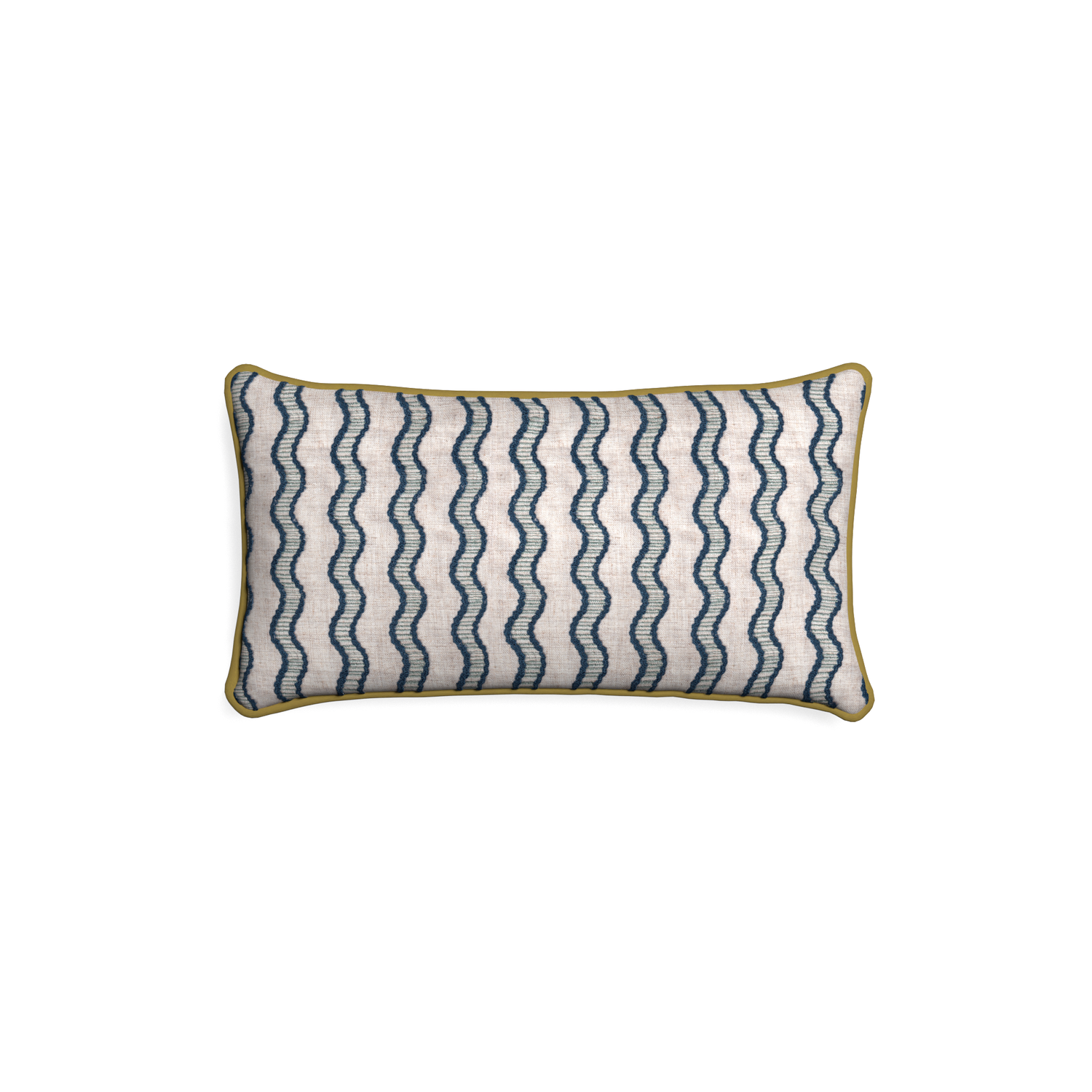 Petite-lumbar beatrice custom embroidered wavepillow with c piping on white background