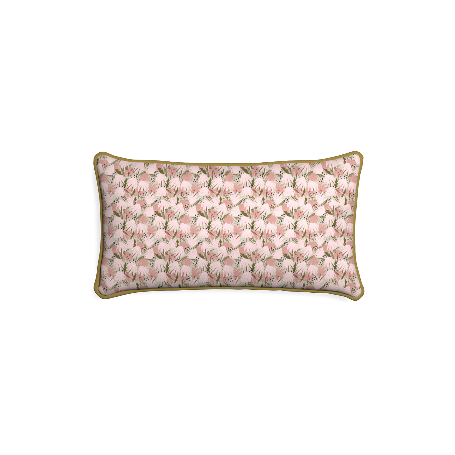Petite-lumbar eden pink custom pink floralpillow with c piping on white background
