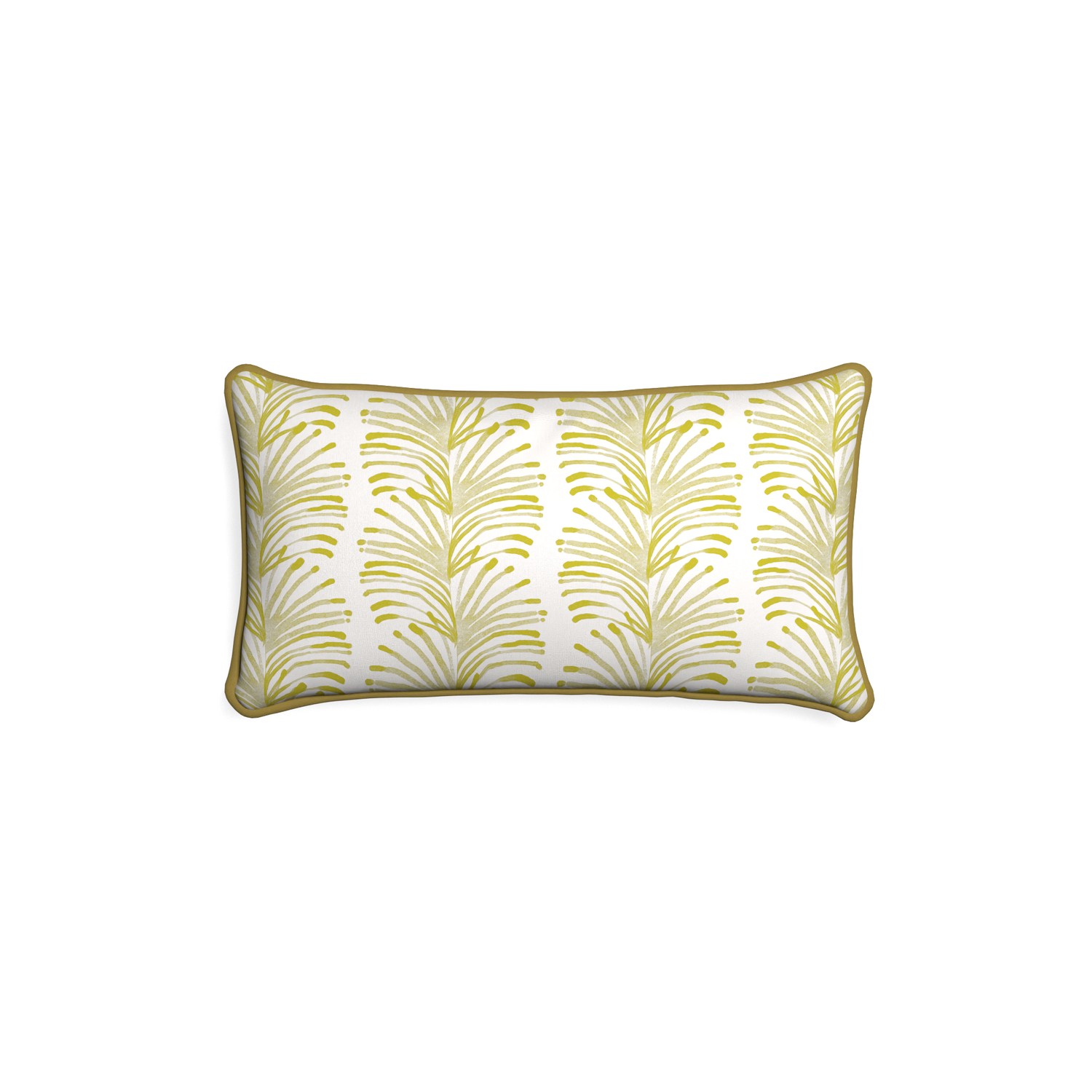 Petite-lumbar emma chartreuse custom yellow stripe chartreusepillow with c piping on white background