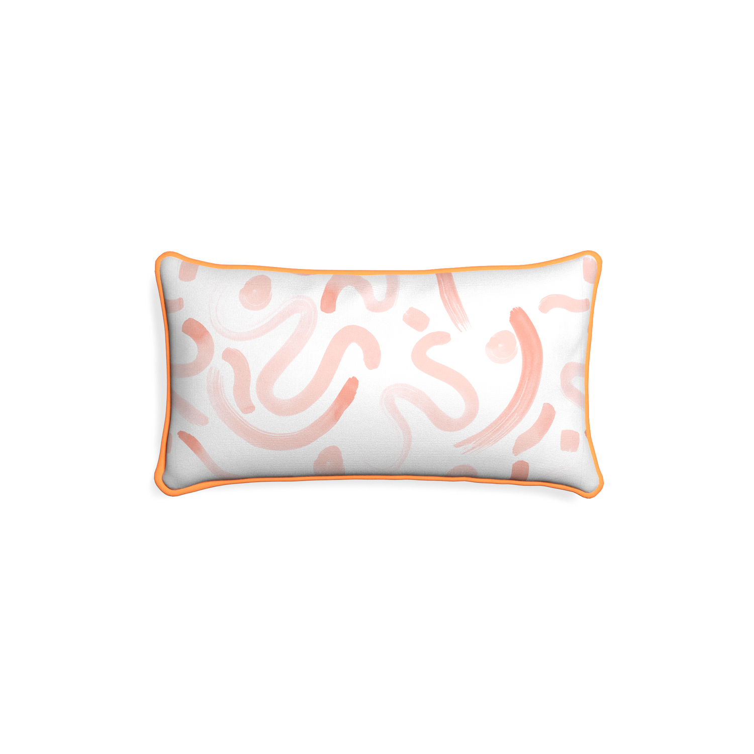 Petite-lumbar hockney pink custom pink graphicpillow with clementine piping on white background
