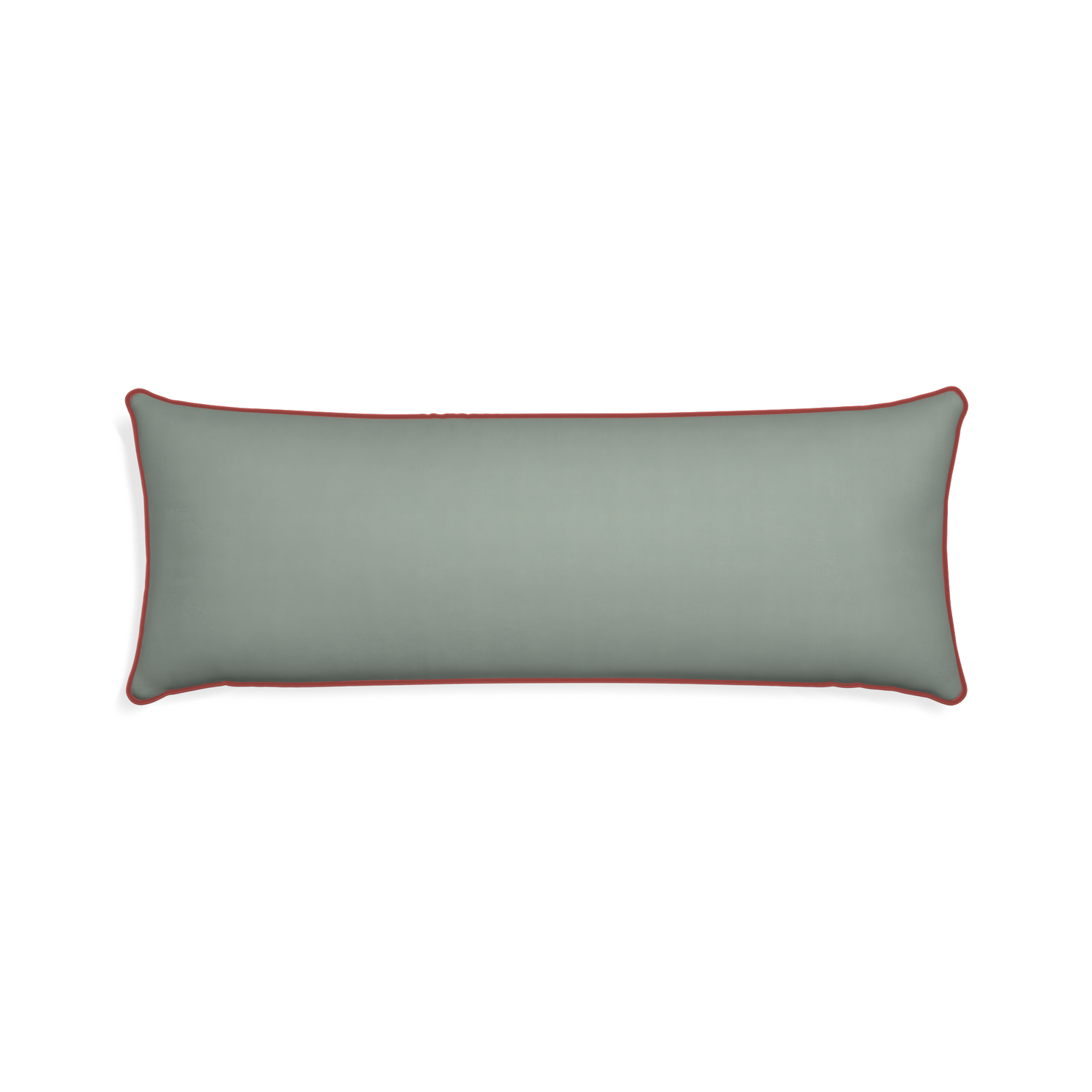 Petite-lumbar sage custom sage green cottonpillow with c piping on white background