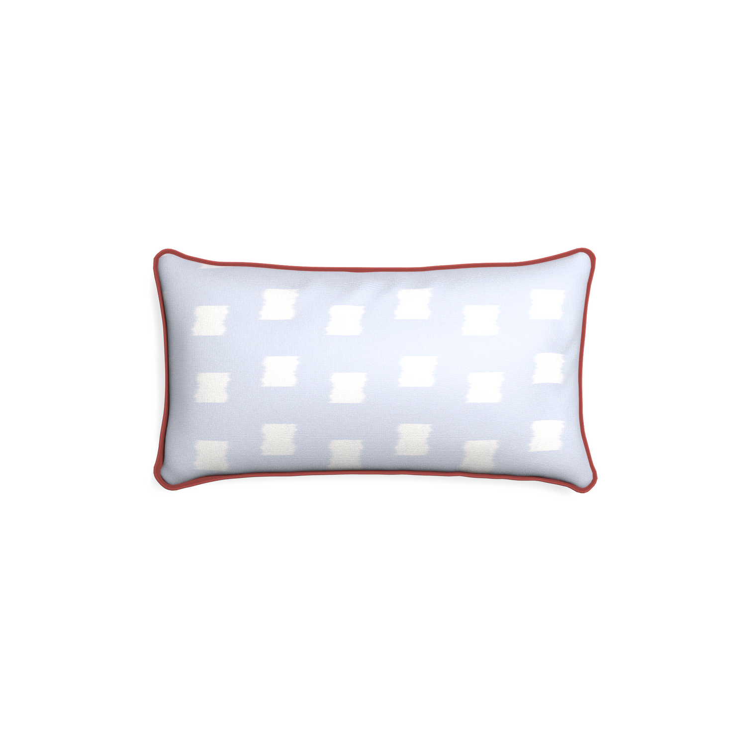 Petite-lumbar denton custom sky blue patternpillow with c piping on white background