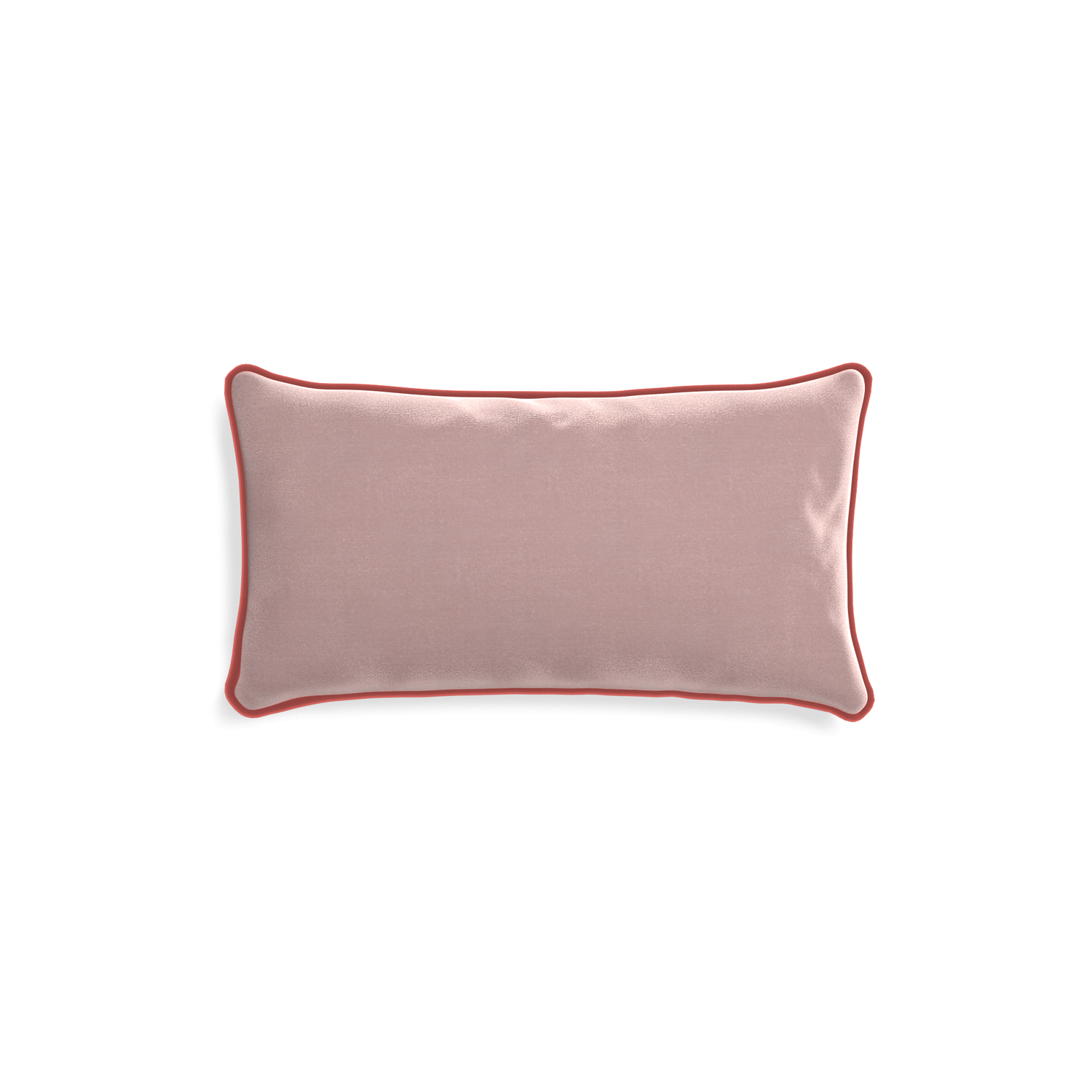 rectangle mauve velvet pillow with coral piping