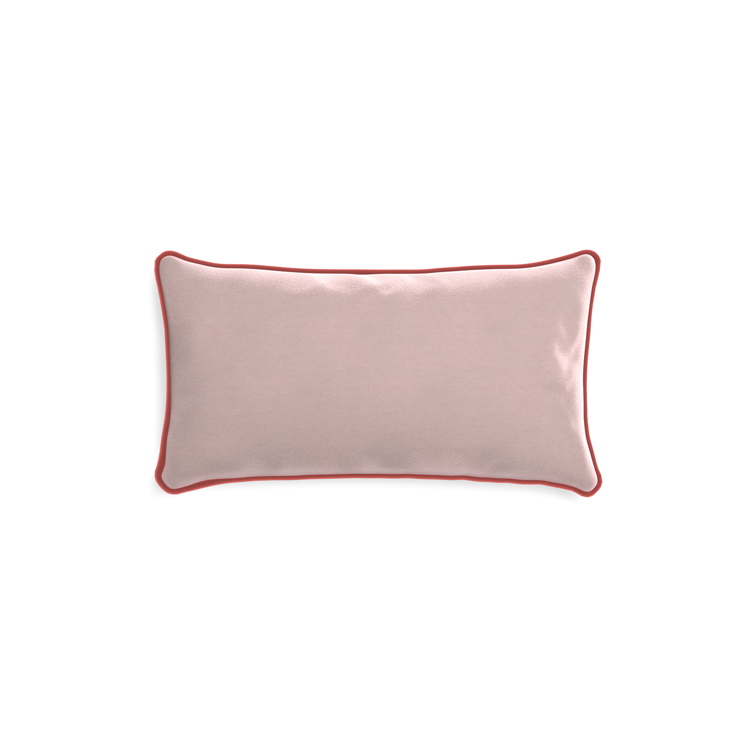 rectangle light pink velvet pillow with coral piping