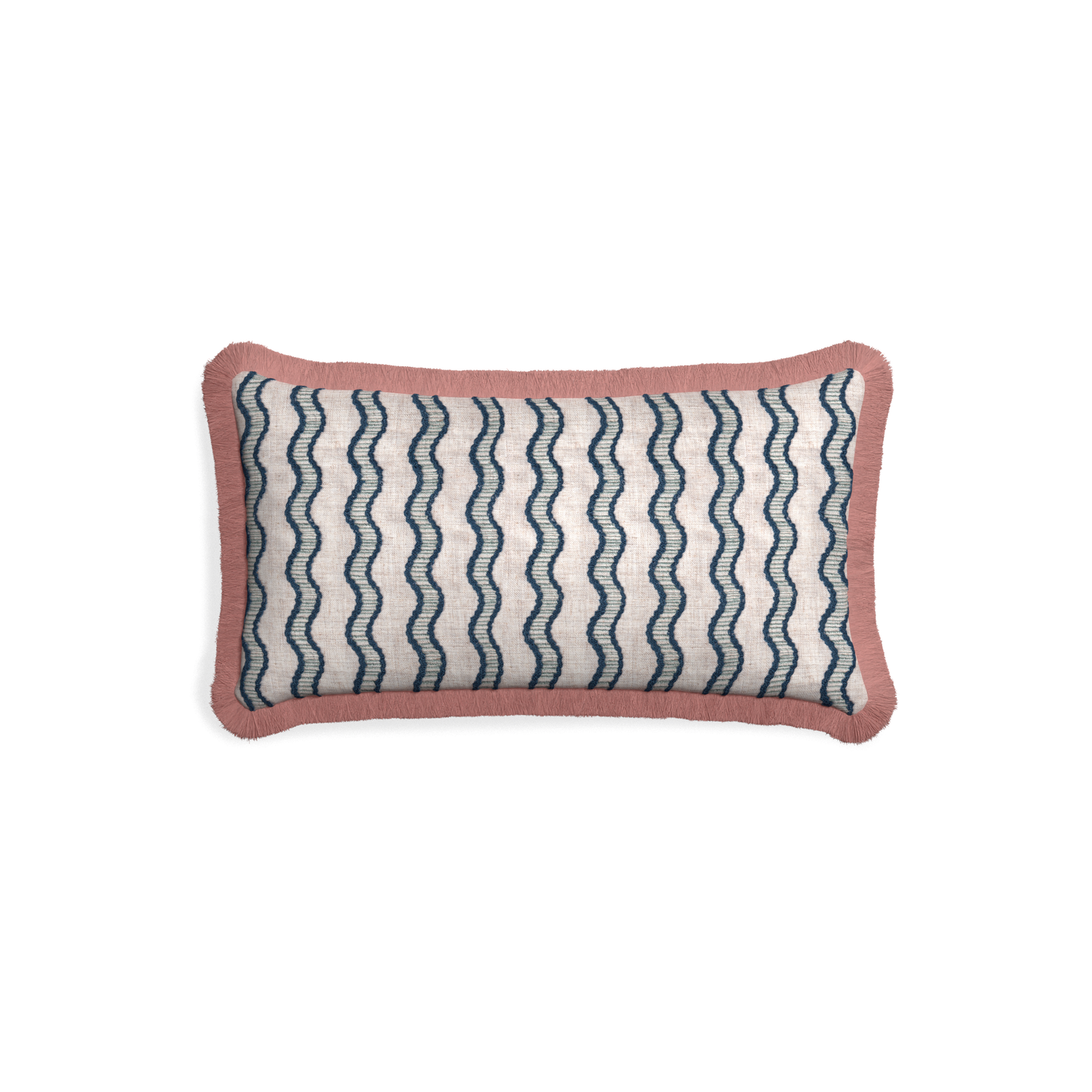 Petite-lumbar beatrice custom embroidered wavepillow with d fringe on white background