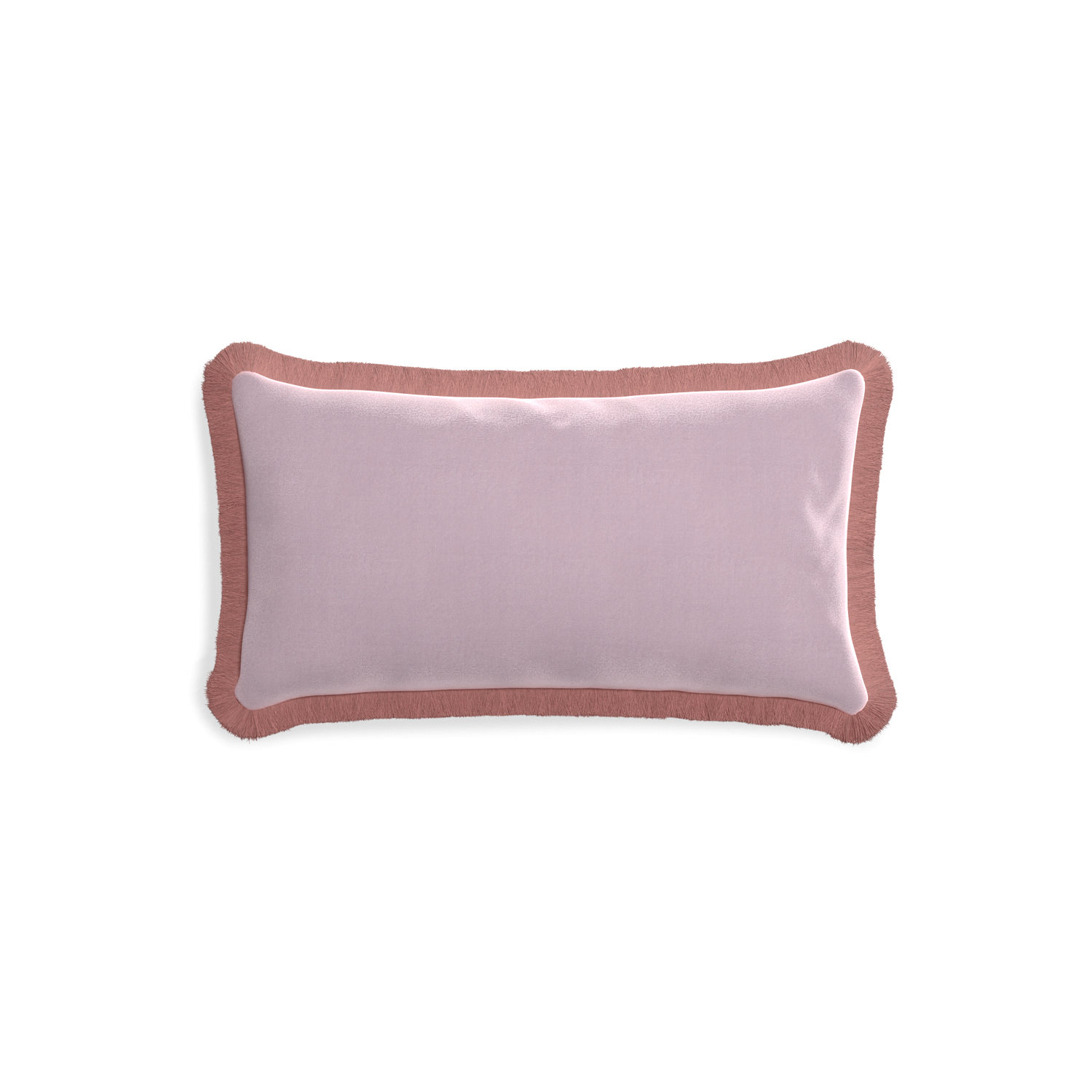 rectangle lilac velvet pillow with dusty rose fringe