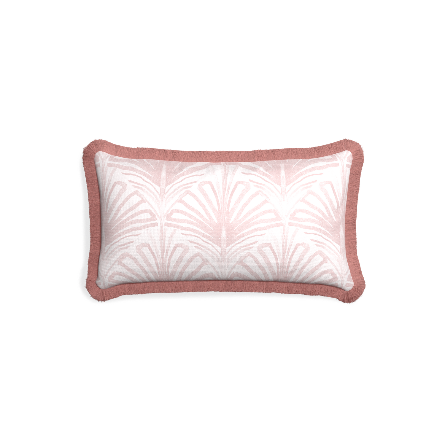 Petite-lumbar suzy rose custom rose pink palmpillow with d fringe on white background
