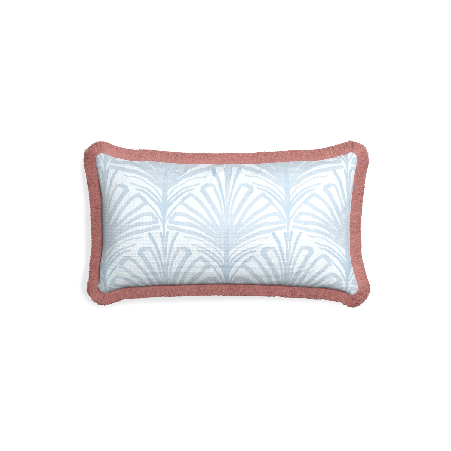 Petite-lumbar suzy sky custom sky blue palmpillow with d fringe on white background