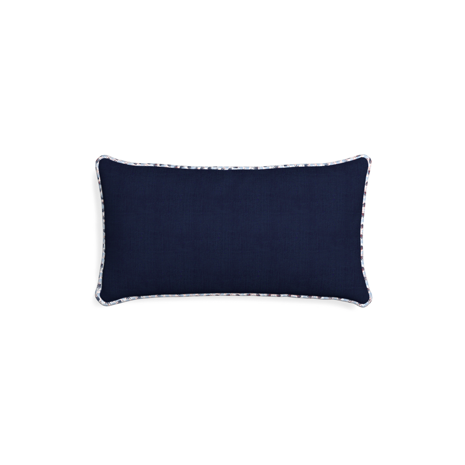 Petite-lumbar midnight custom navy bluepillow with e piping on white background