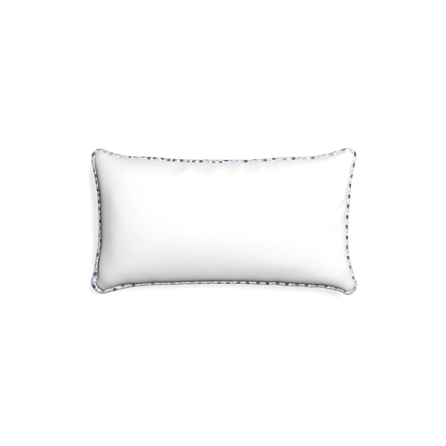 Petite-lumbar snow custom white cottonpillow with e piping on white background