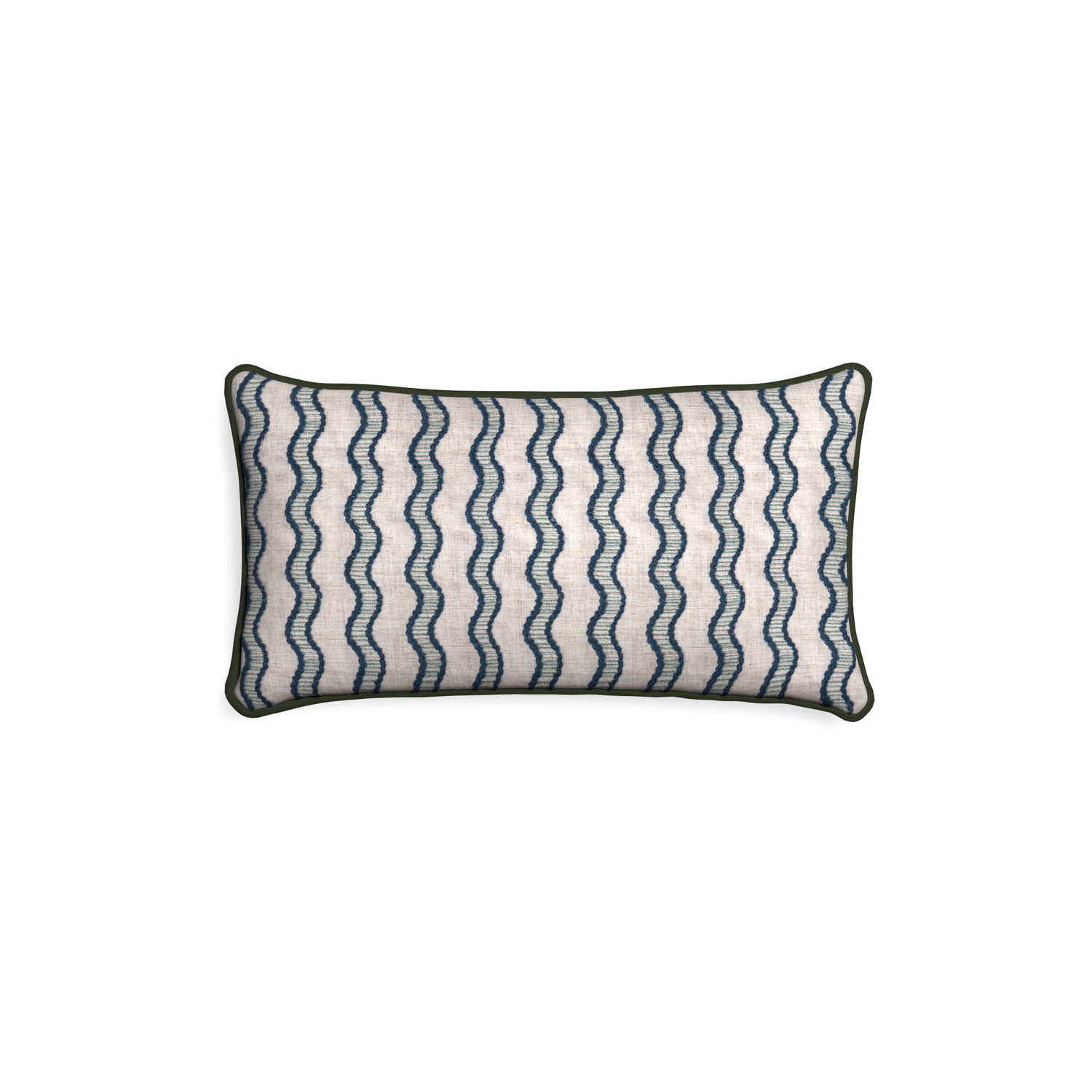 Petite-lumbar beatrice custom embroidered wavepillow with f piping on white background