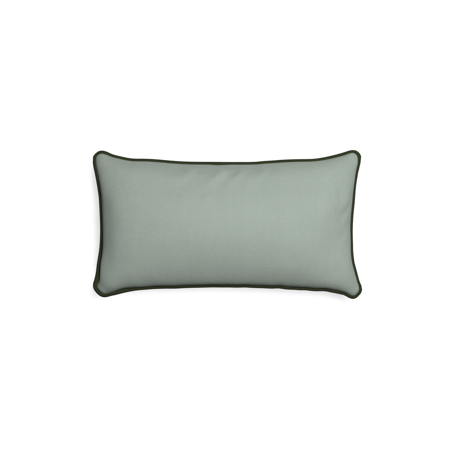 Petite-lumbar sage custom sage green cottonpillow with f piping on white background