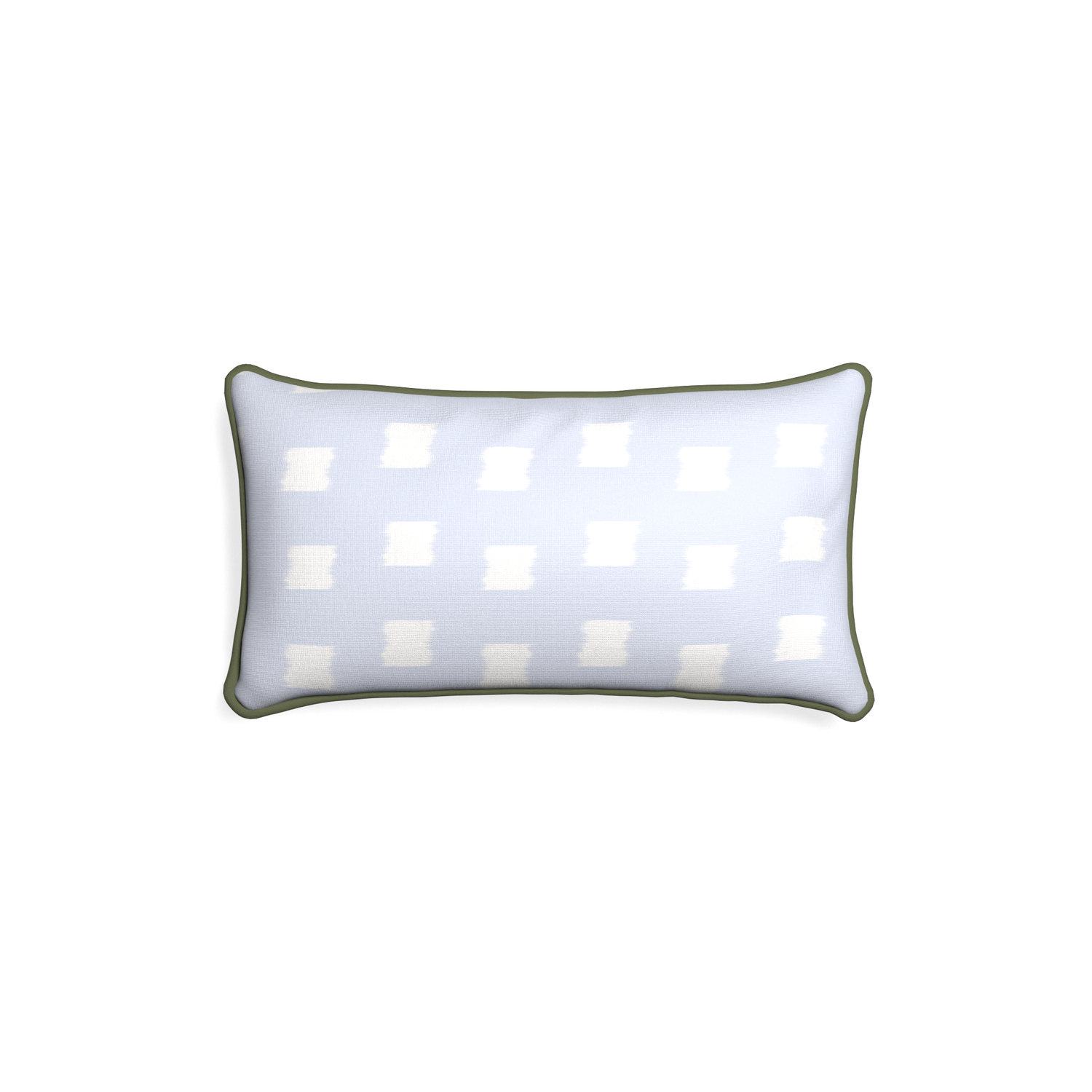 Petite-lumbar denton custom sky blue patternpillow with f piping on white background