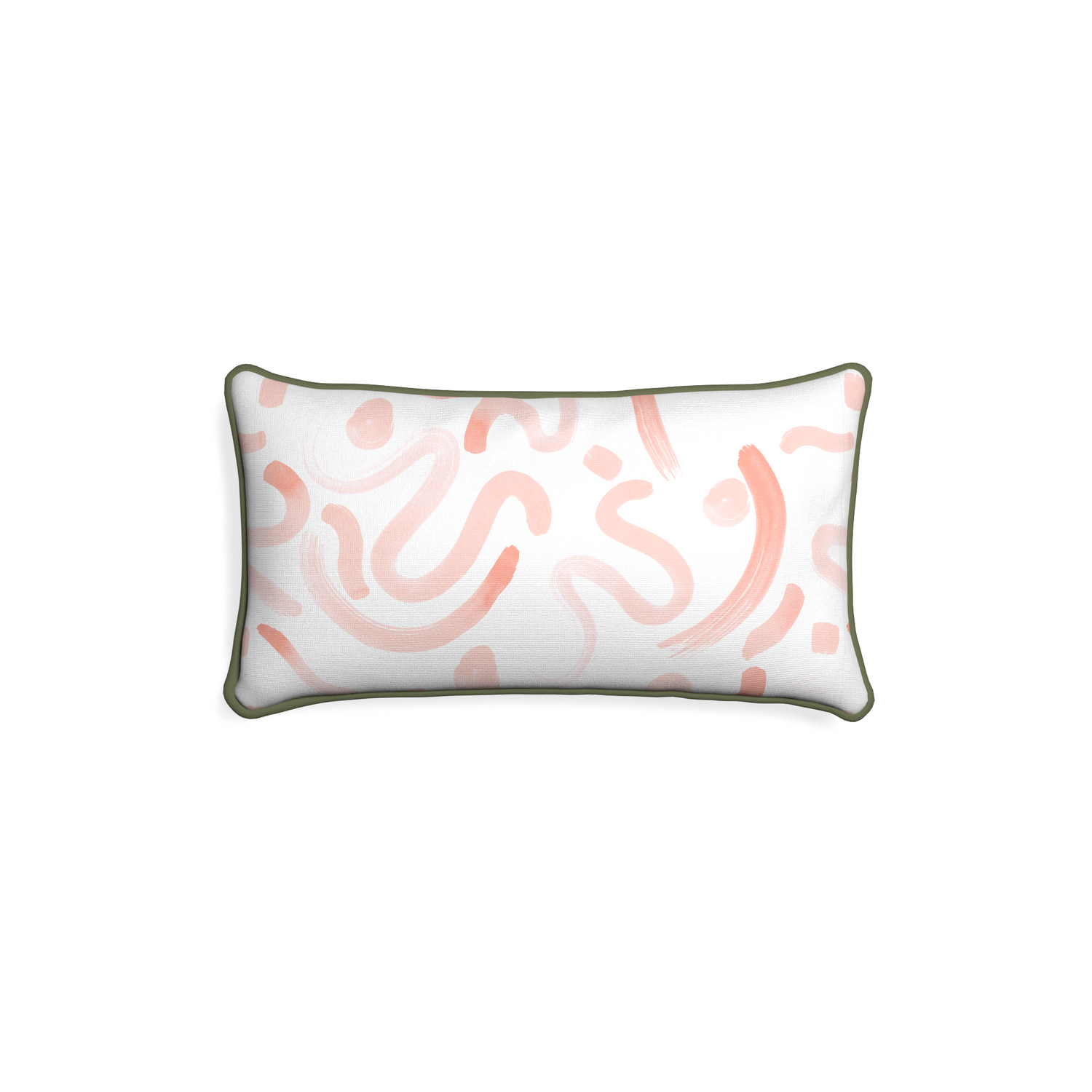 Petite-lumbar hockney pink custom pink graphicpillow with f piping on white background