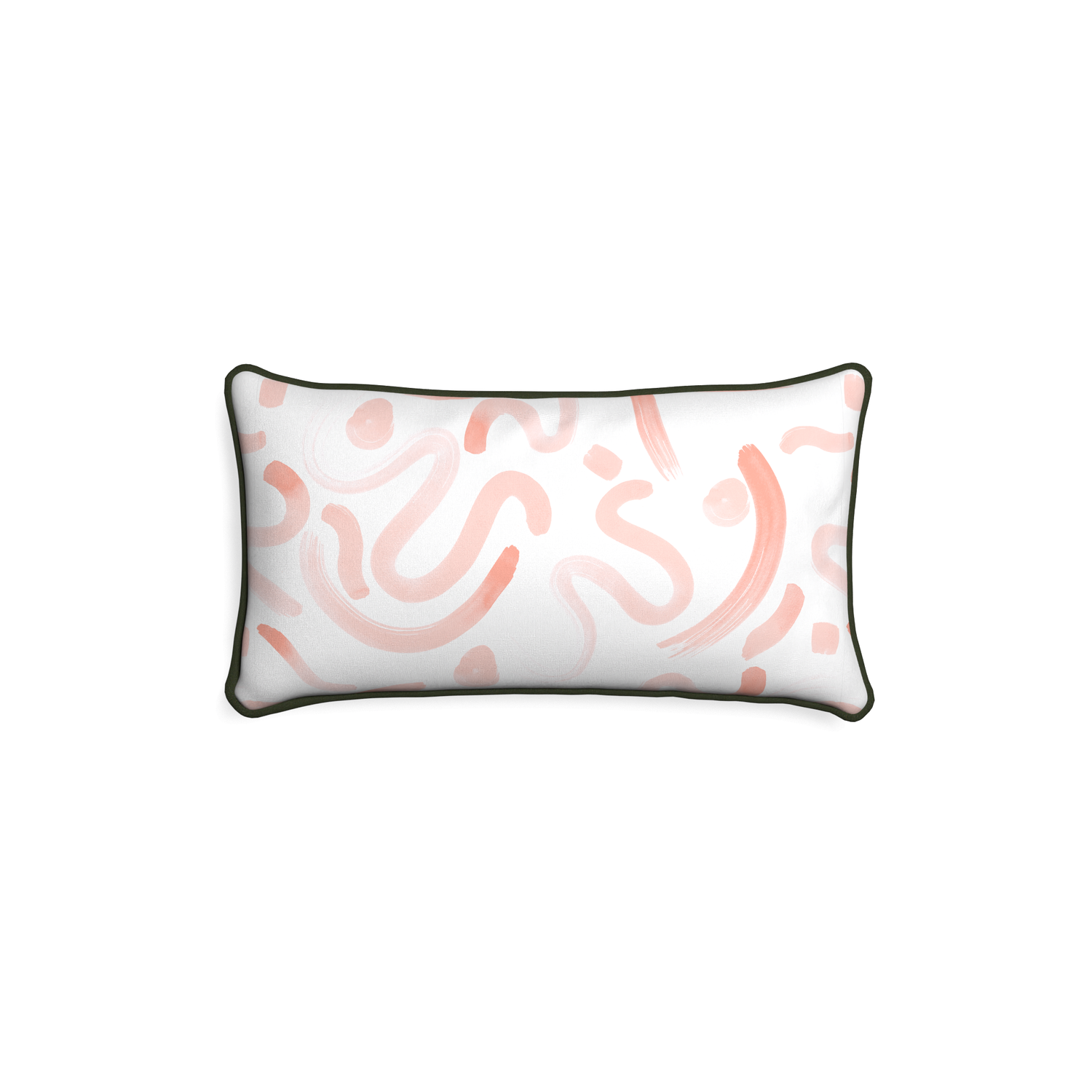 Petite-lumbar hockney pink custom pink graphicpillow with f piping on white background