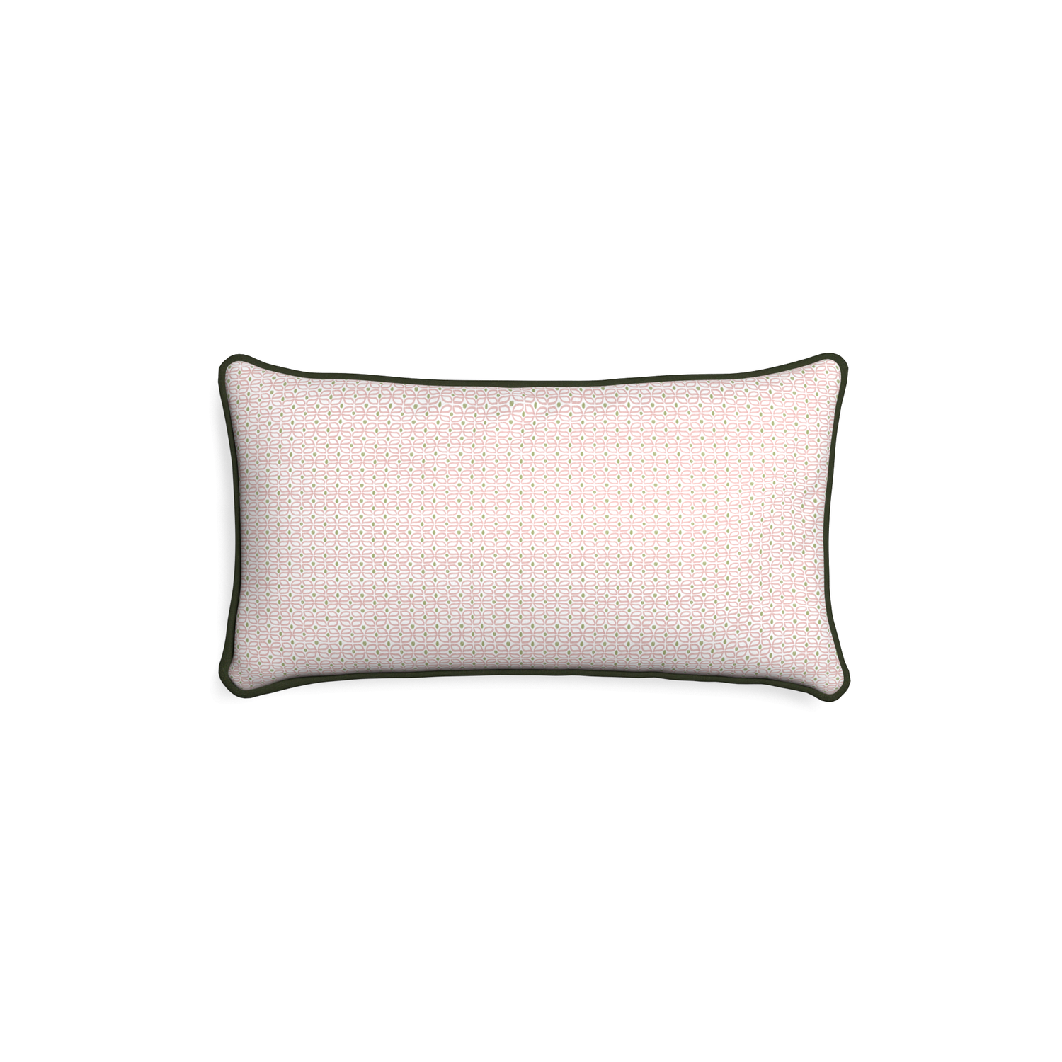 Petite-lumbar loomi pink custom pink geometricpillow with f piping on white background