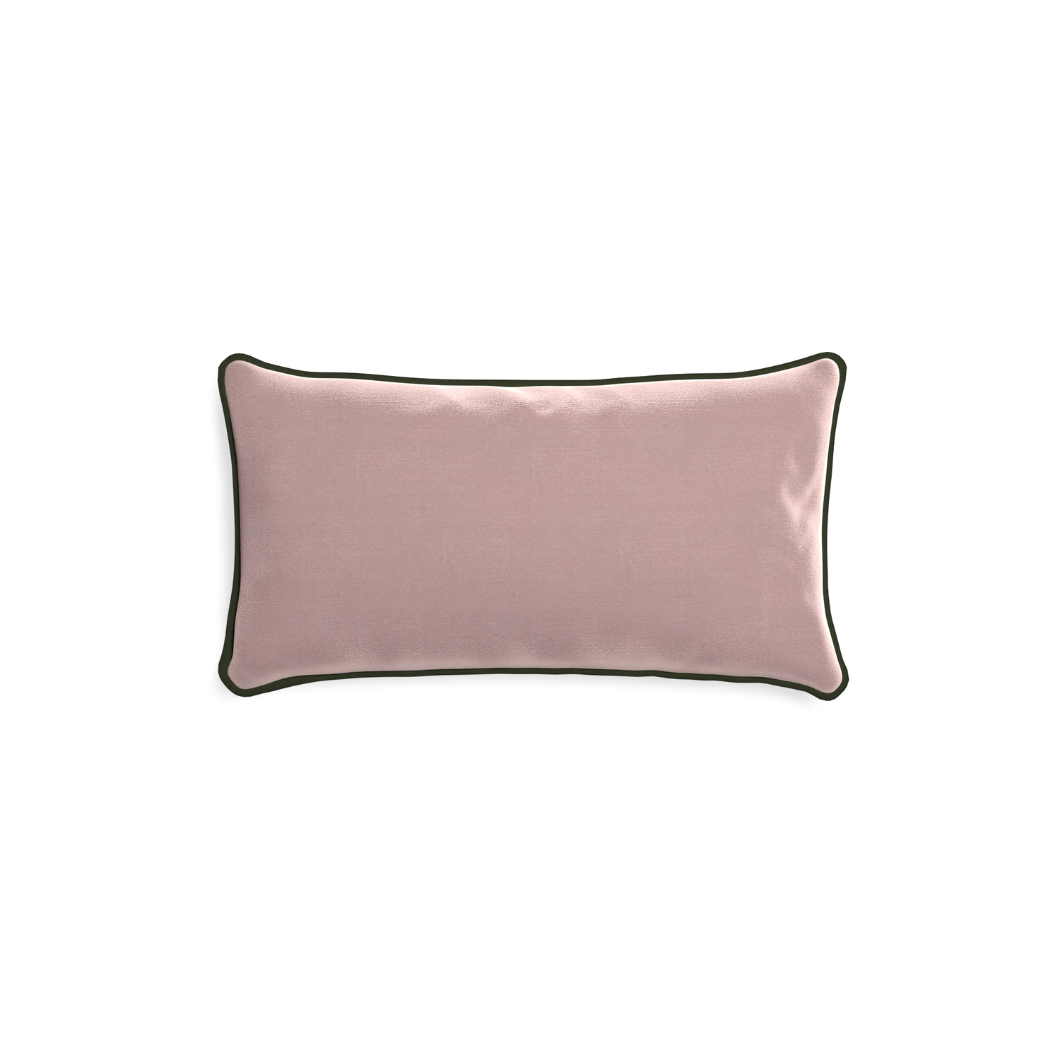 rectangle mauve velvet pillow with fern green piping