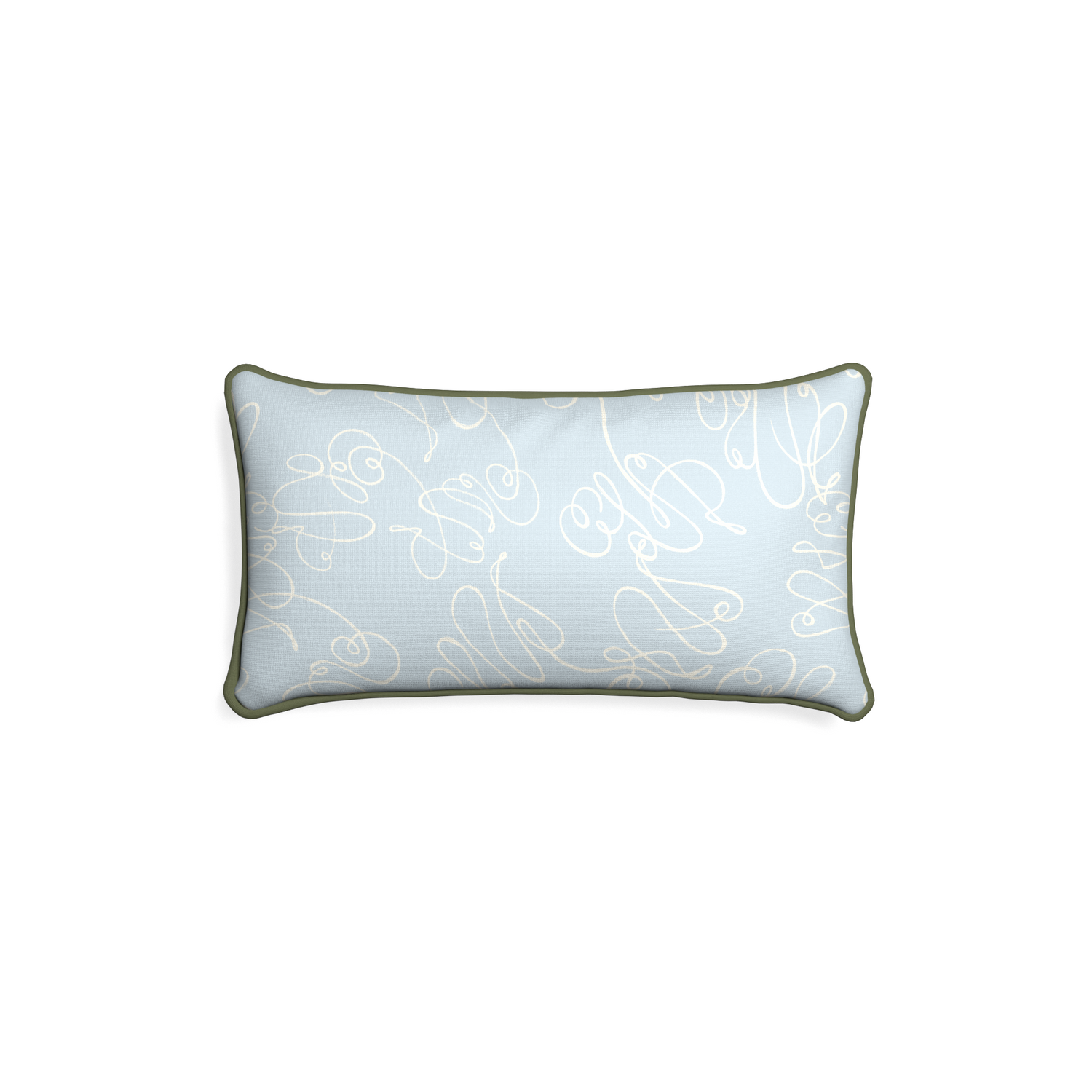 Petite-lumbar mirabella custom powder blue abstractpillow with f piping on white background