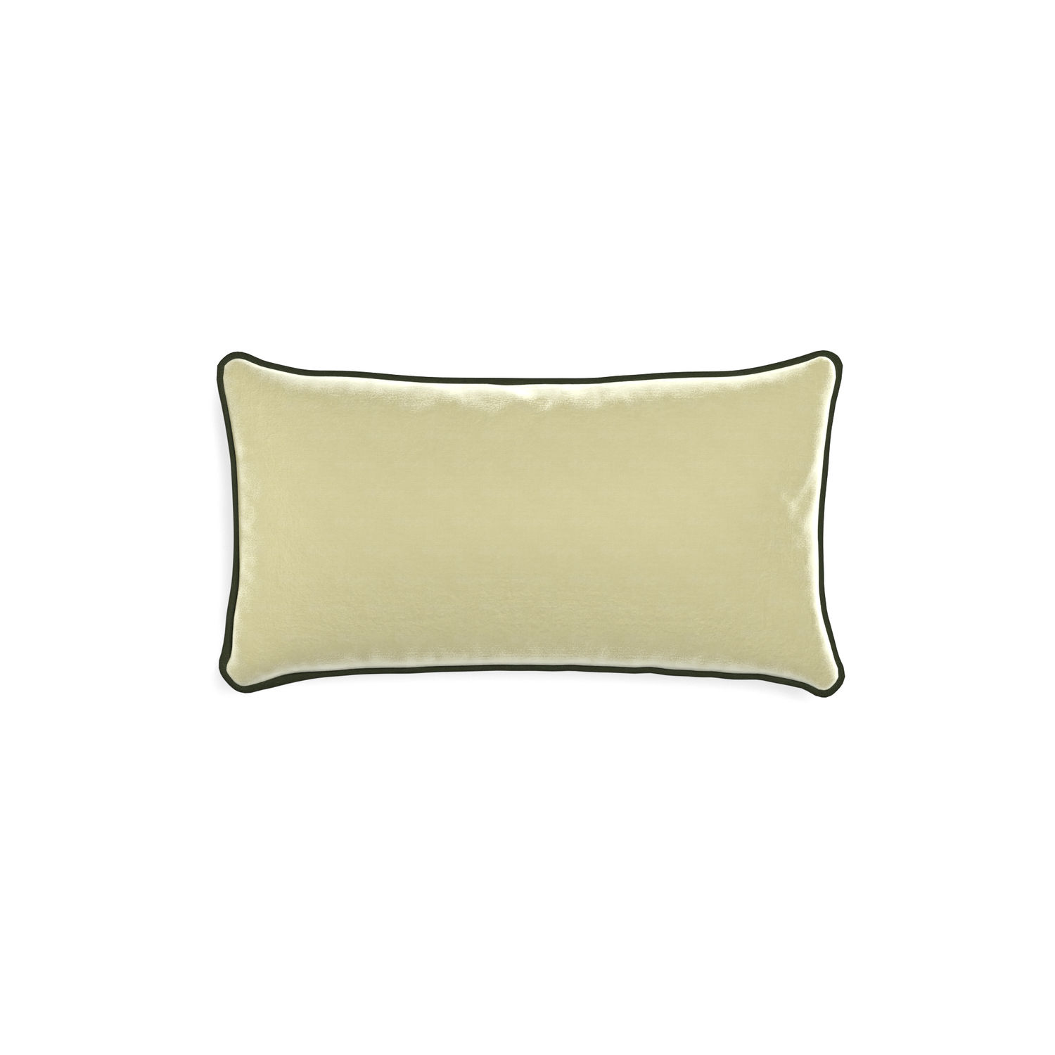 rectangle light green velvet pillow with fern green piping