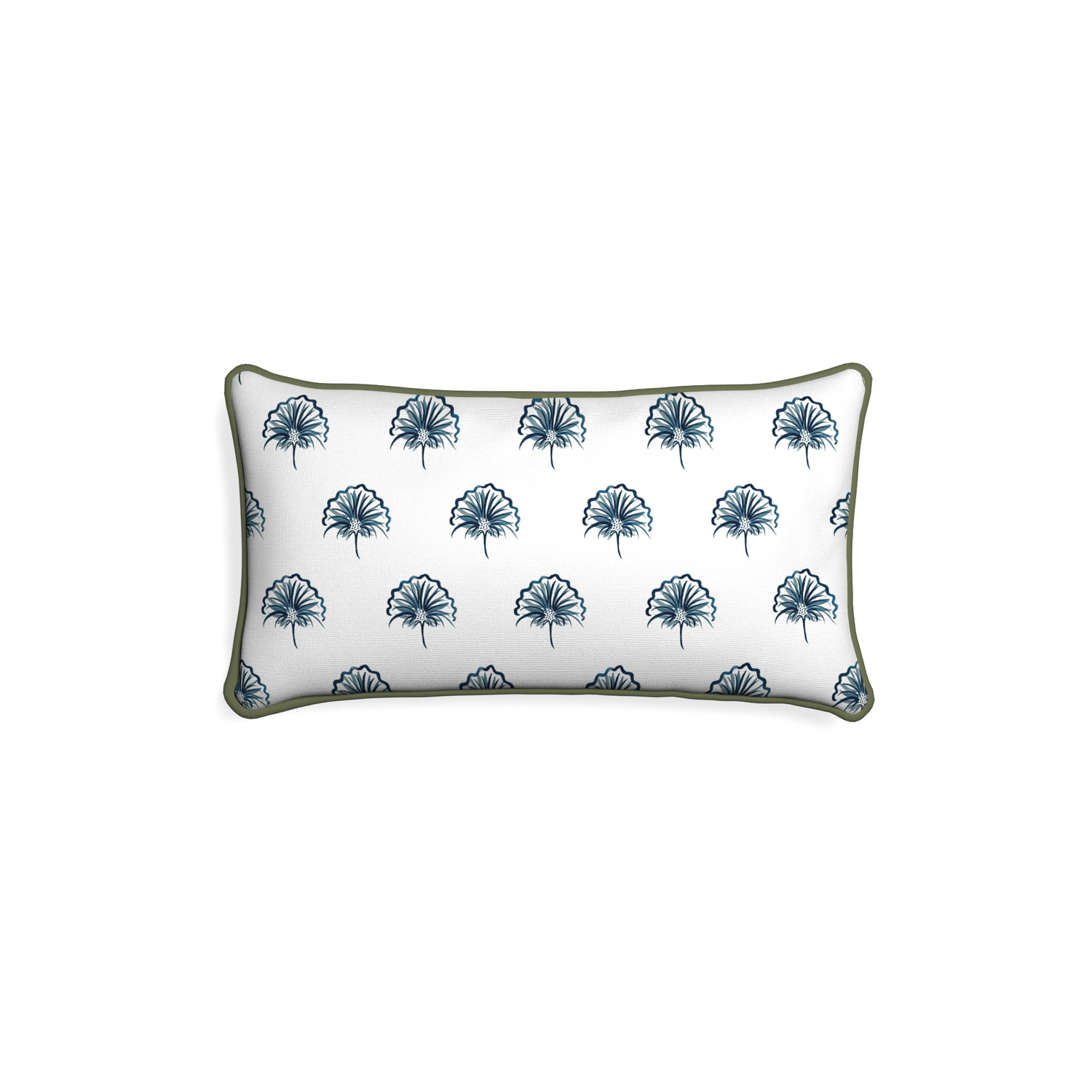 Petite-lumbar penelope midnight custom floral navypillow with f piping on white background