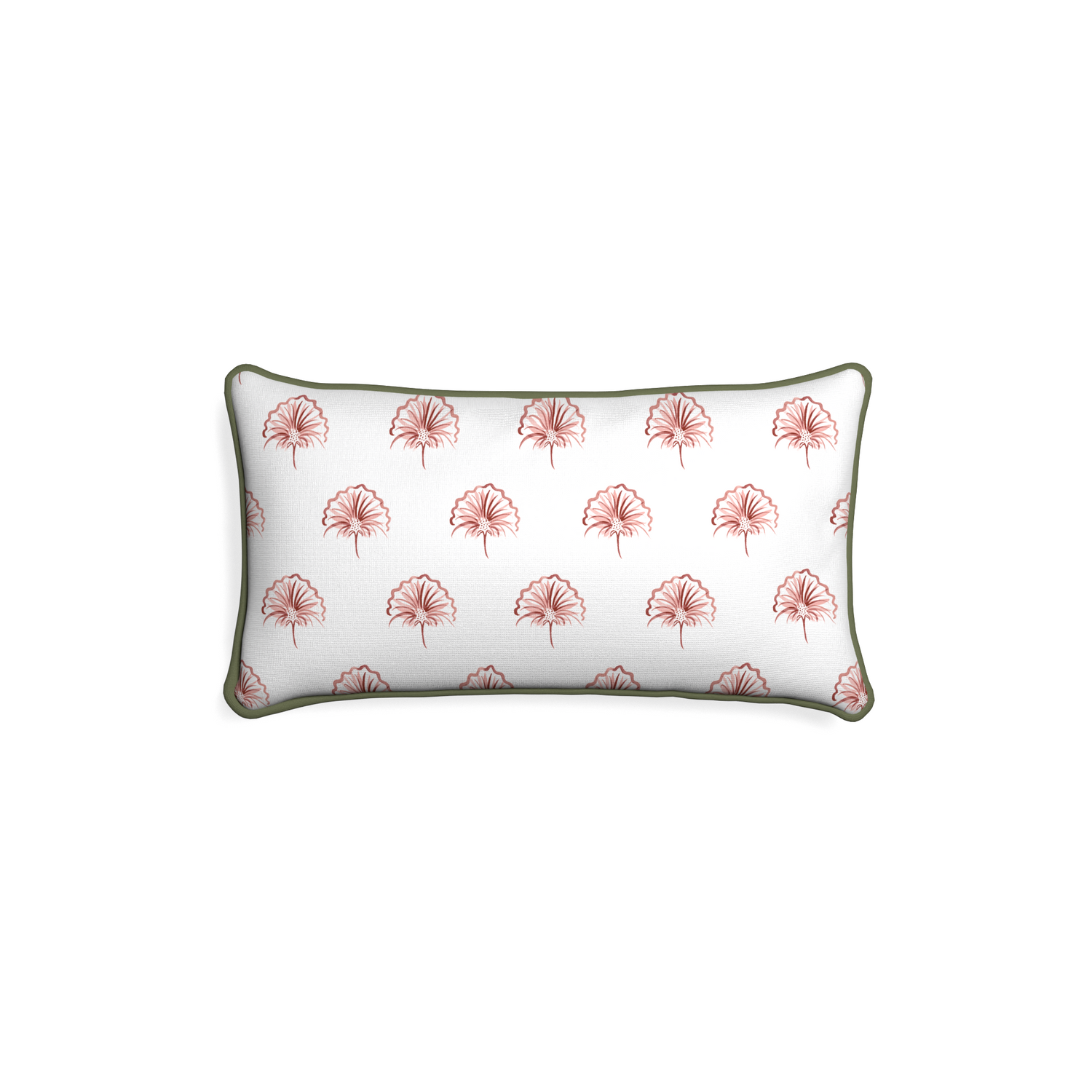 Petite-lumbar penelope rose custom floral pinkpillow with f piping on white background