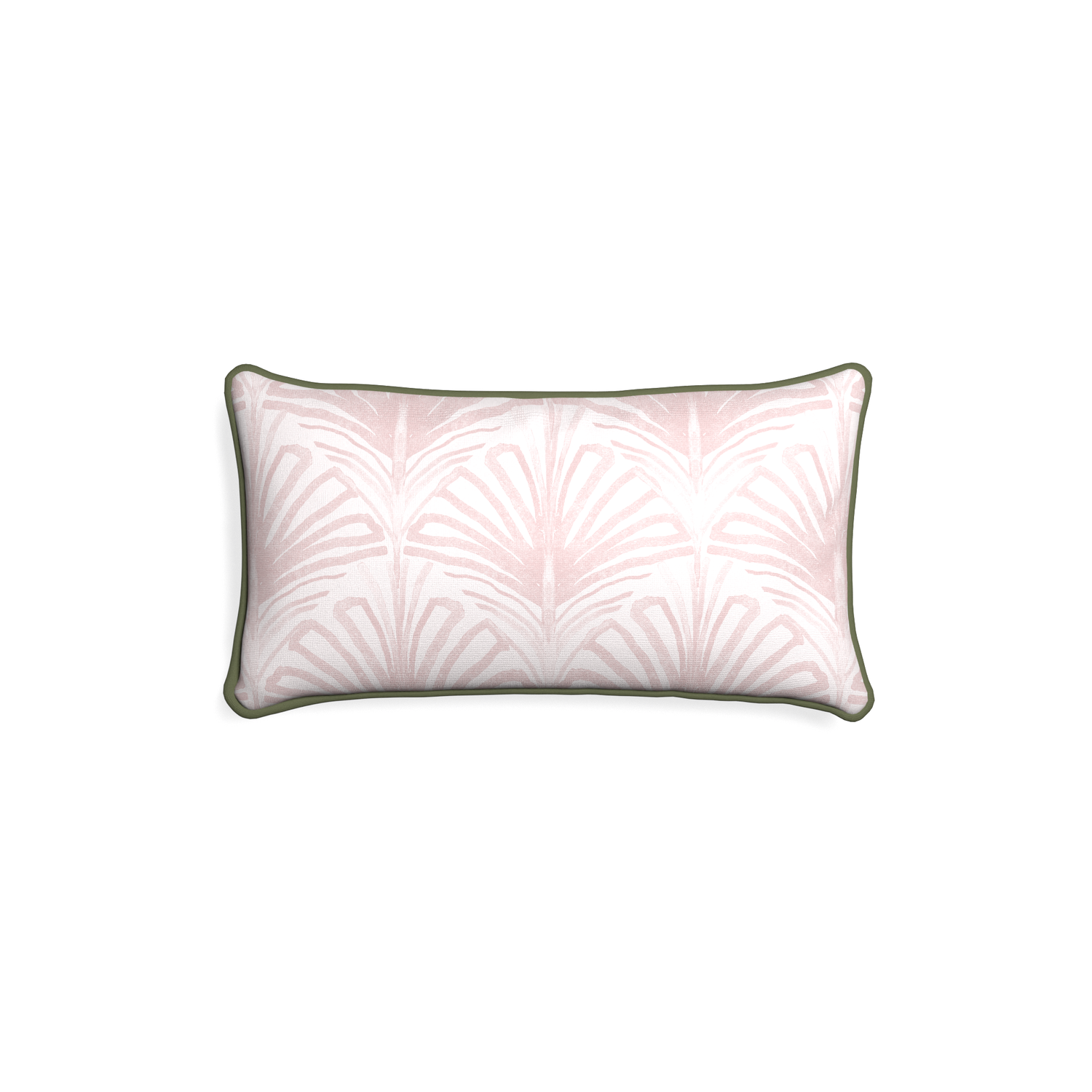 Petite-lumbar suzy rose custom rose pink palmpillow with f piping on white background