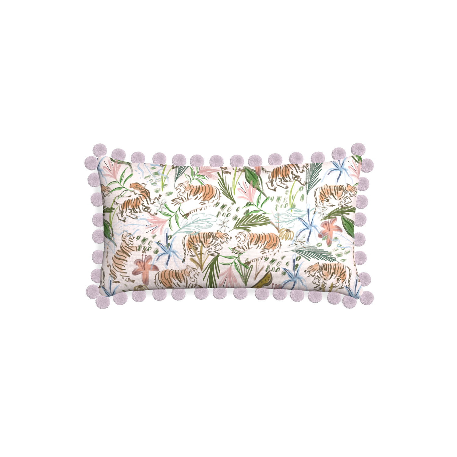 Petite-lumbar frida pink custom pink chinoiserie tigerpillow with l on white background