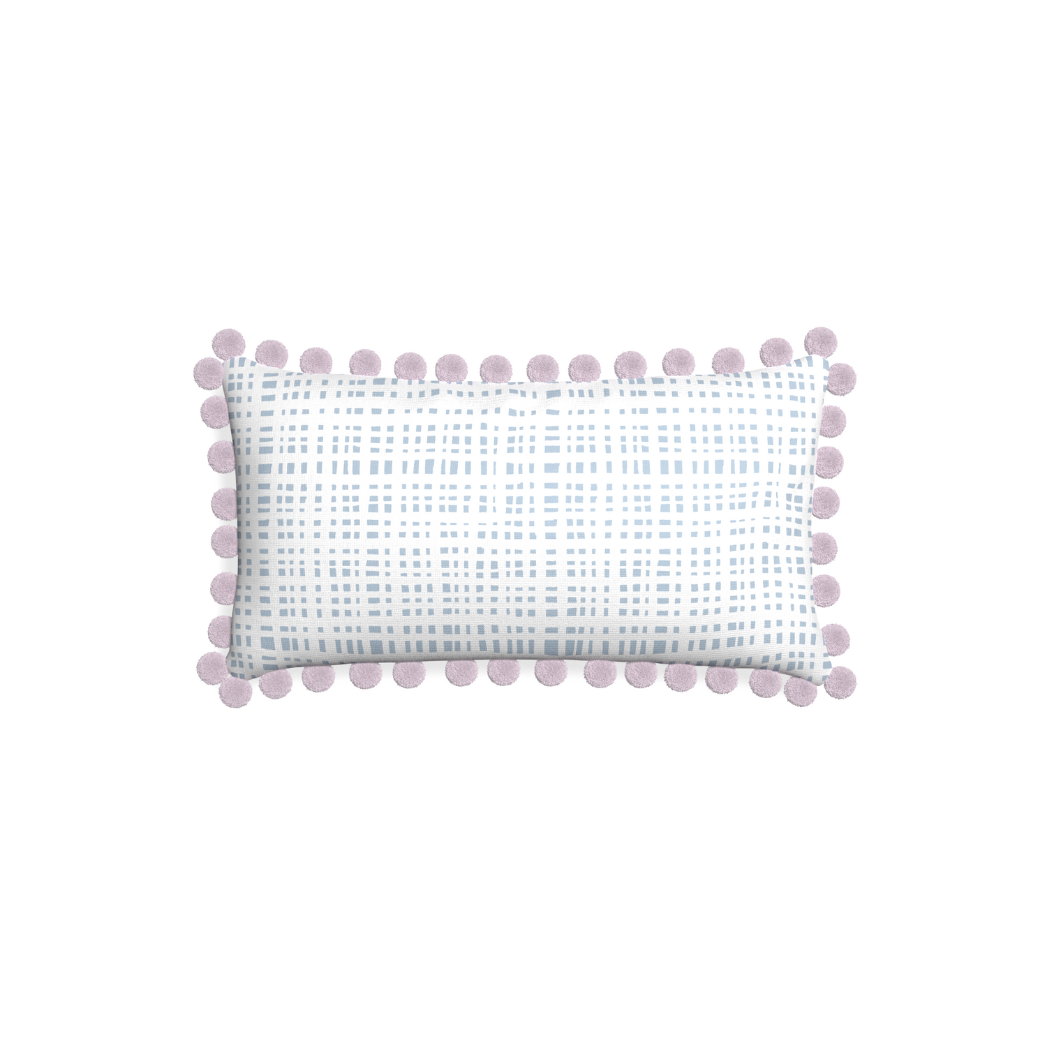 Petite-lumbar ginger custom plaid sky bluepillow with l on white background