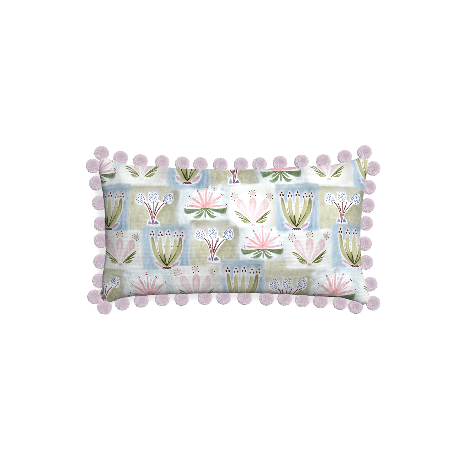 Petite-lumbar harper custom hand-painted floralpillow with l on white background