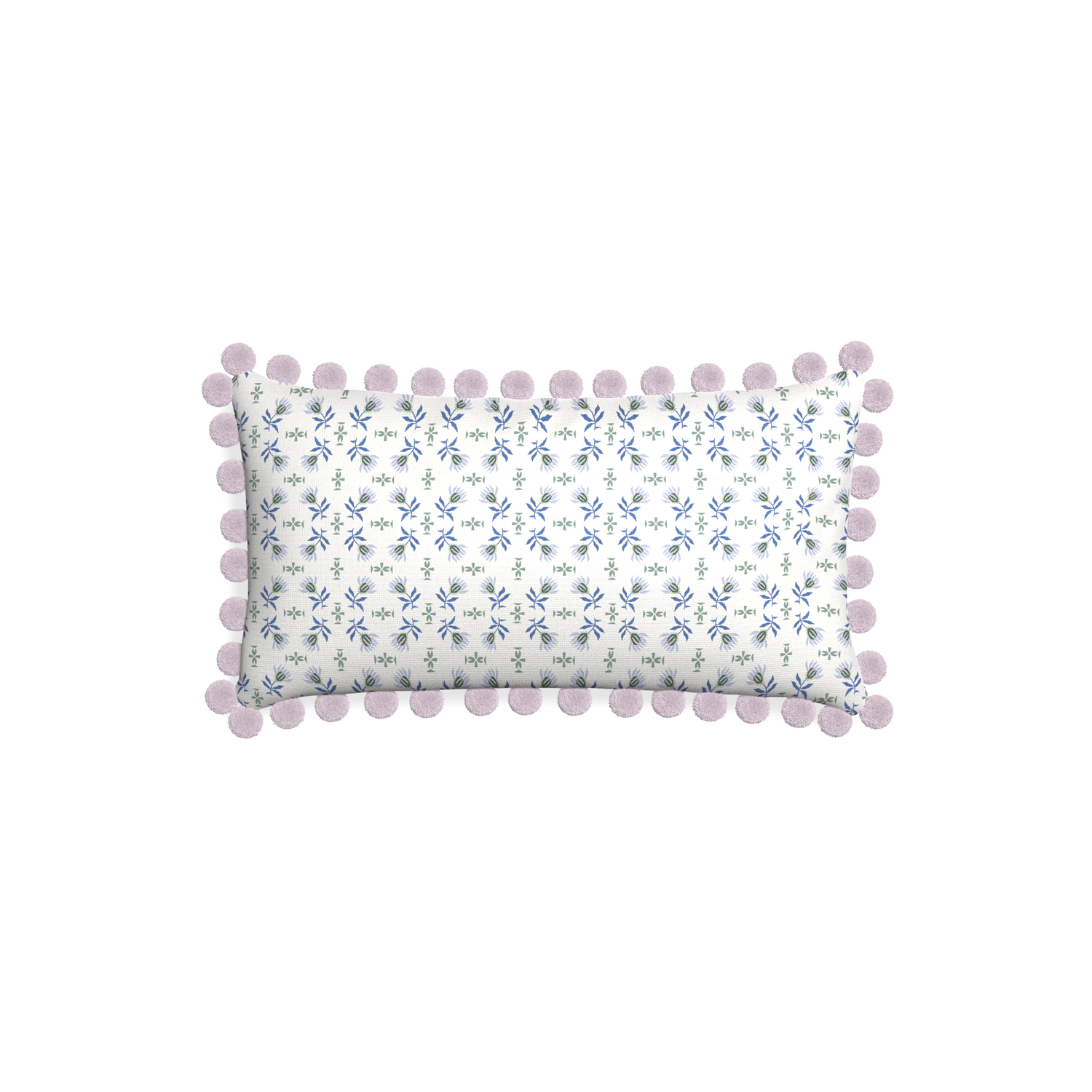 Petite-lumbar lee custom blue & green floralpillow with l on white background