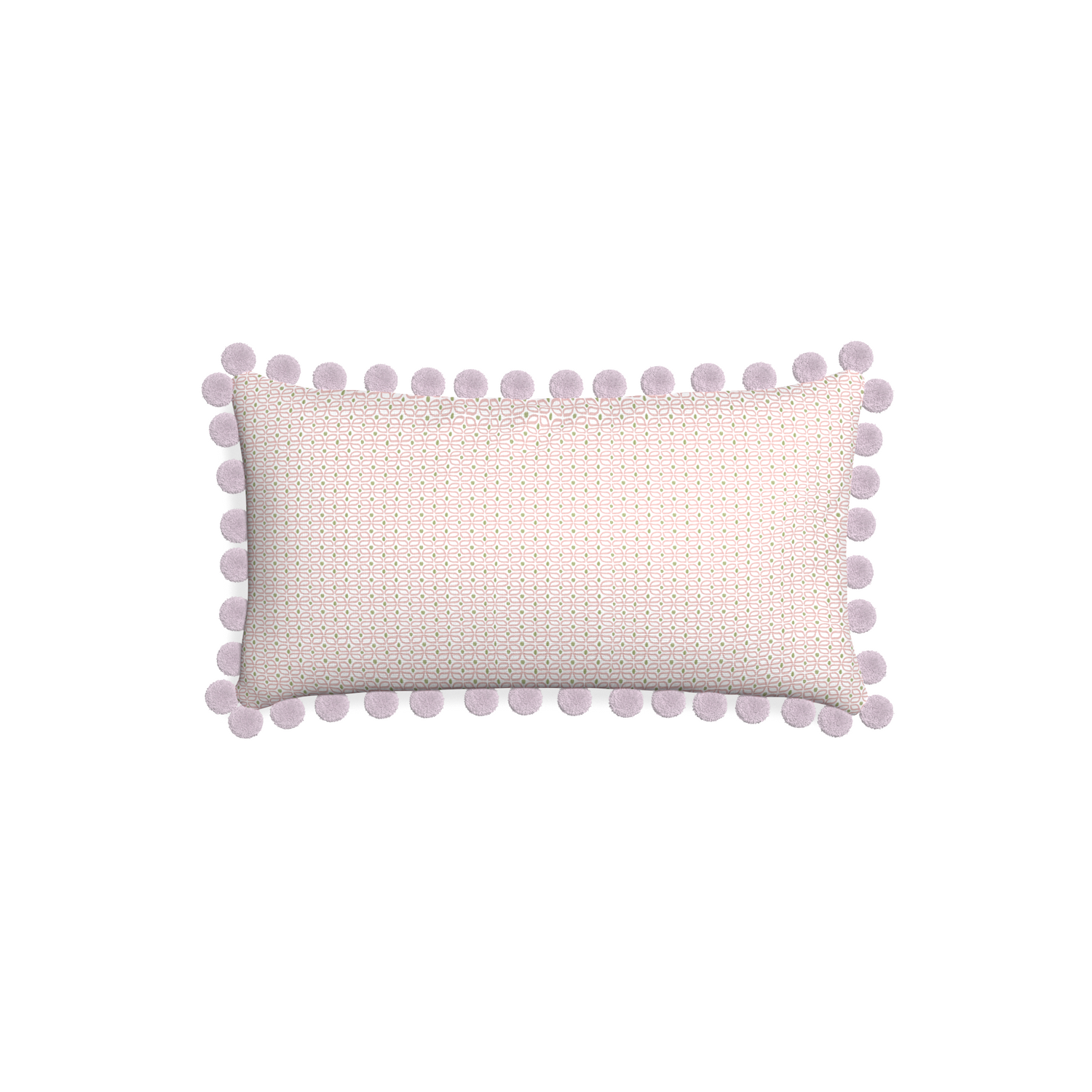 Petite-lumbar loomi pink custom pink geometricpillow with l on white background