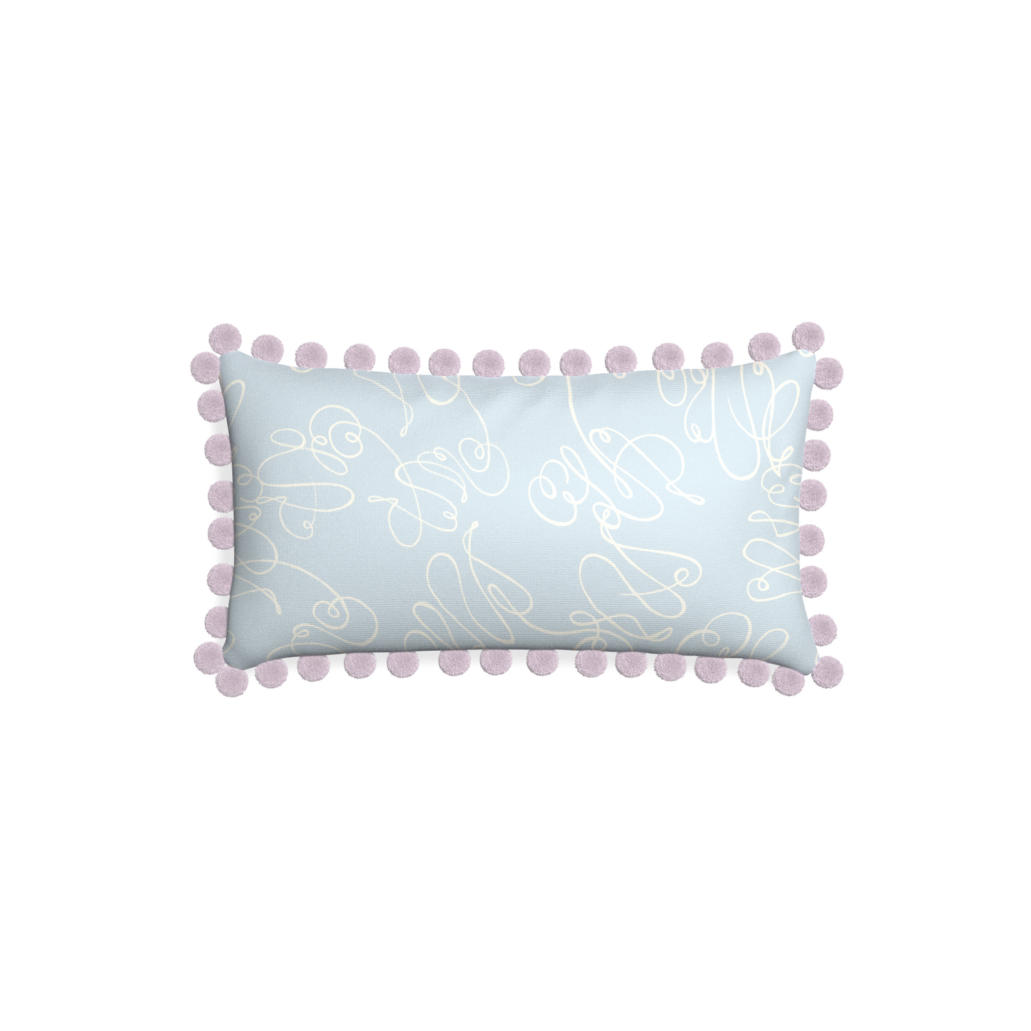 Petite-lumbar mirabella custom powder blue abstractpillow with l on white background