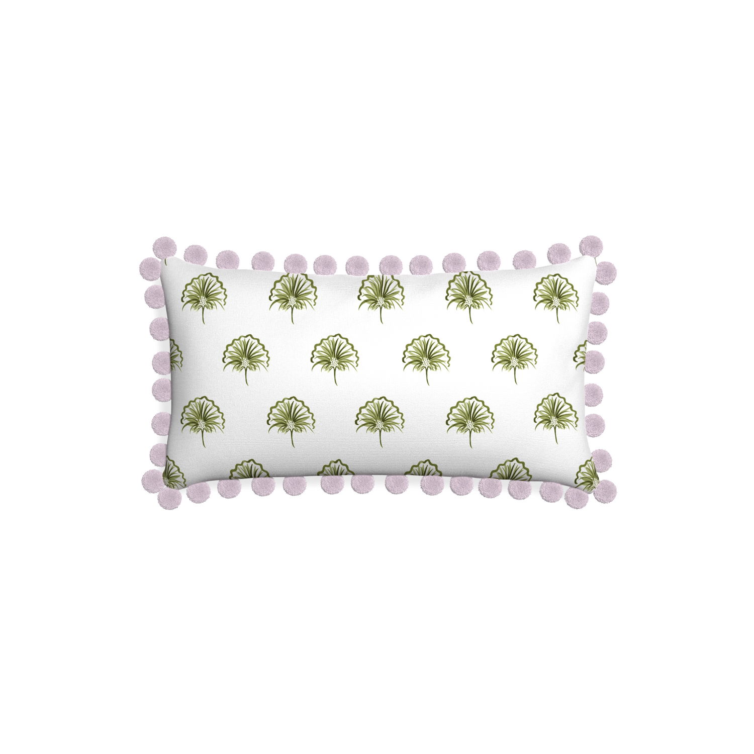 Petite-lumbar penelope moss custom green floralpillow with l on white background
