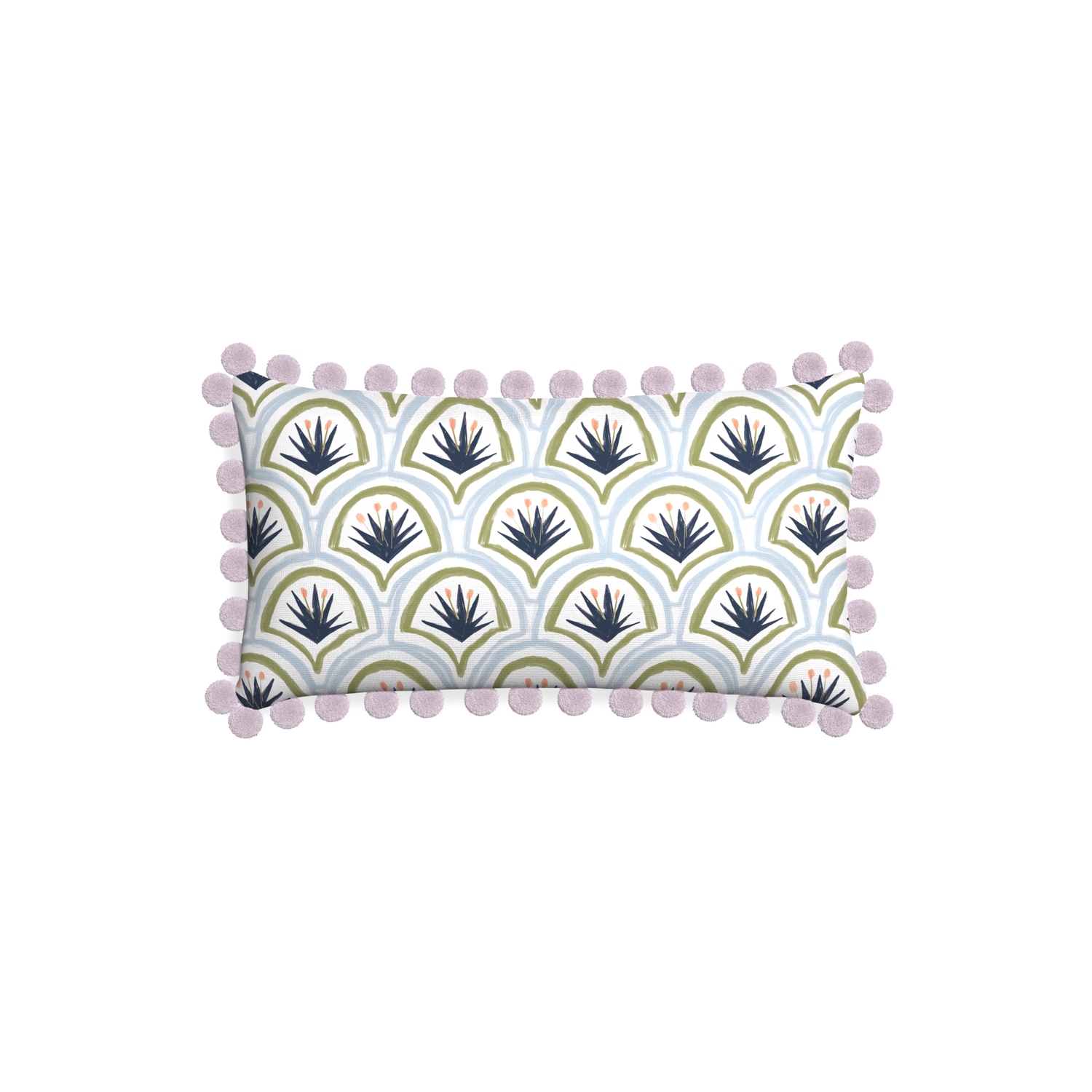 Petite-lumbar thatcher midnight custom art deco palm patternpillow with l on white background