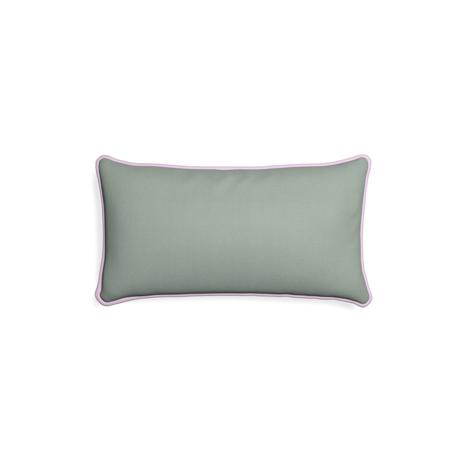 Petite-lumbar sage custom sage green cottonpillow with l piping on white background