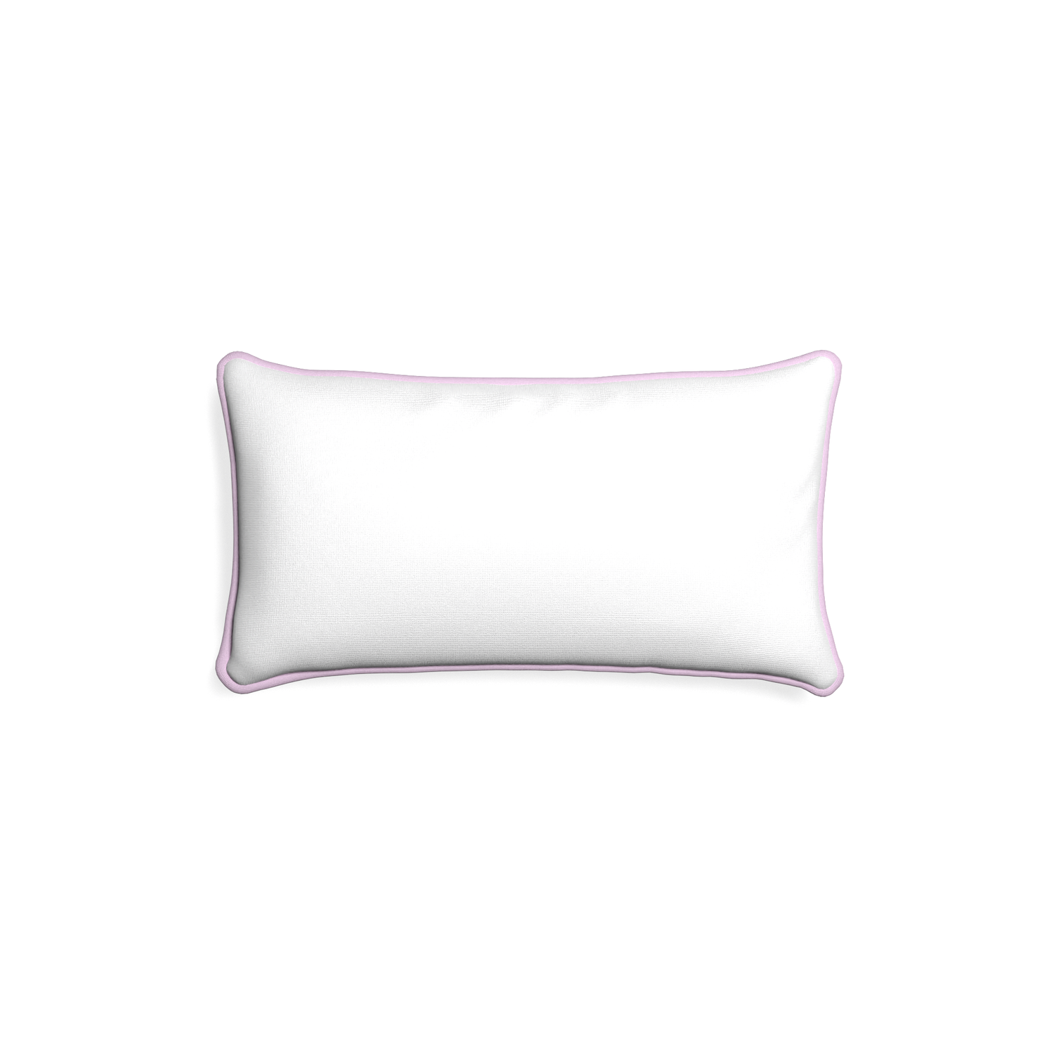 Petite-lumbar snow custom white cottonpillow with l piping on white background
