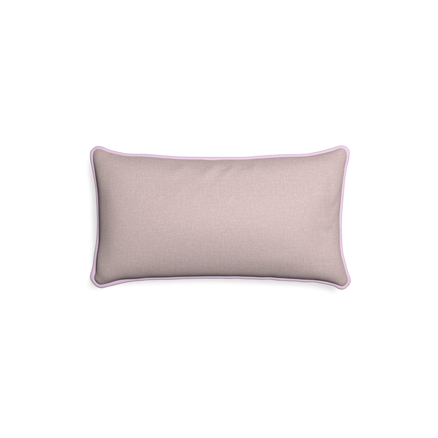 Petite-lumbar orchid custom mauve pinkpillow with l piping on white background